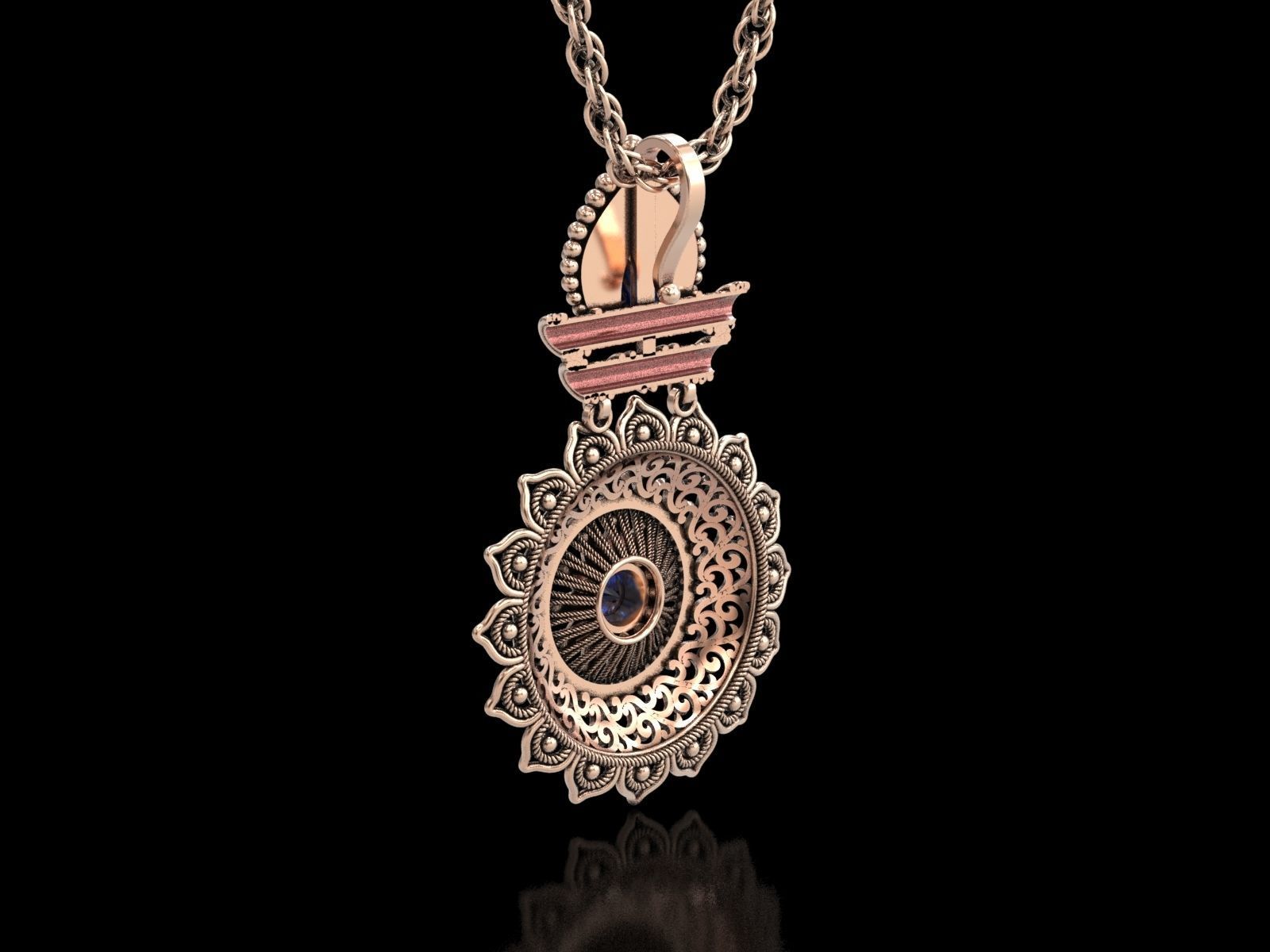 The Sunflower Filigree Pendant 3D print model_17