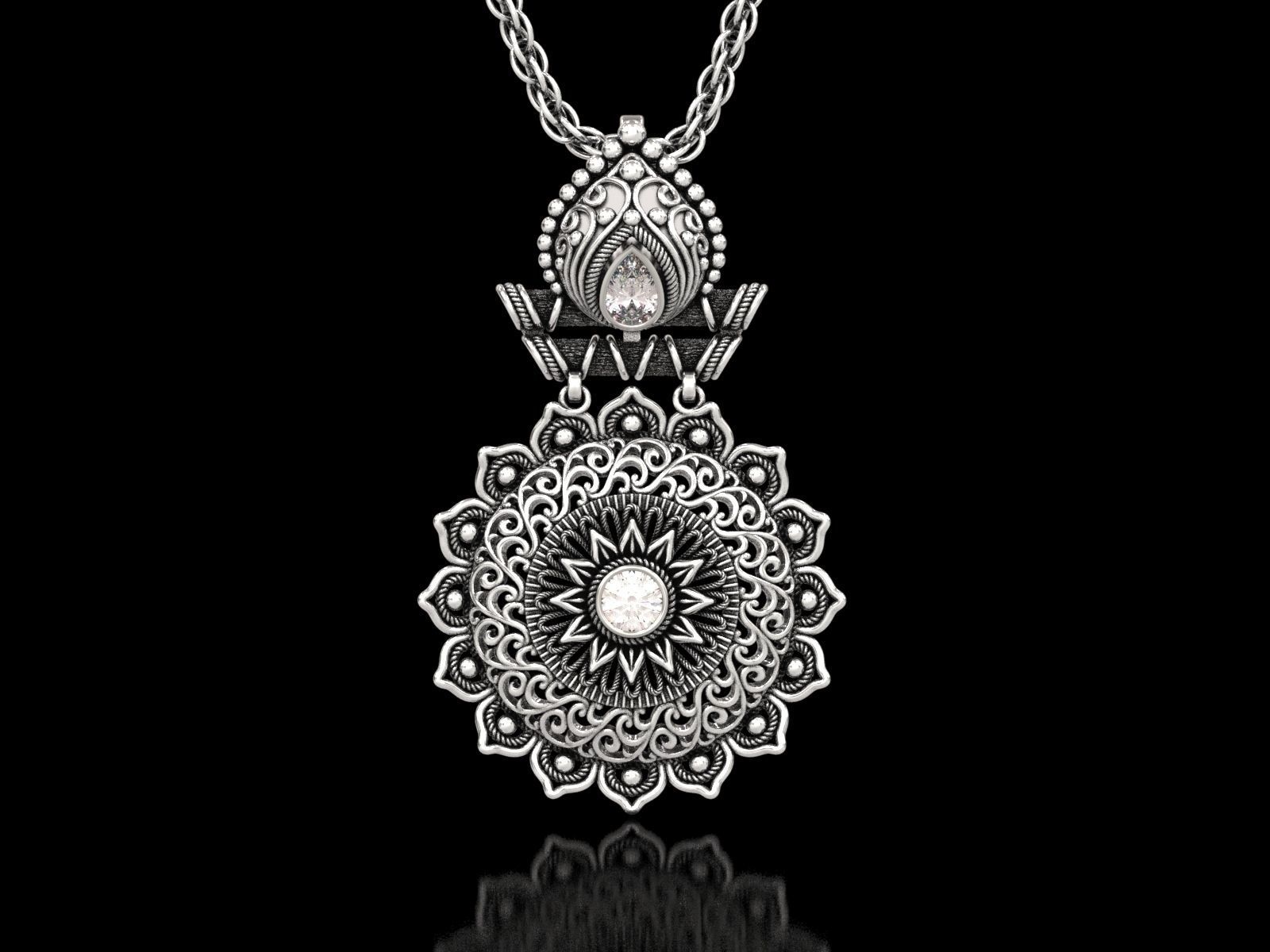 The Sunflower Filigree Pendant 3D print model_5