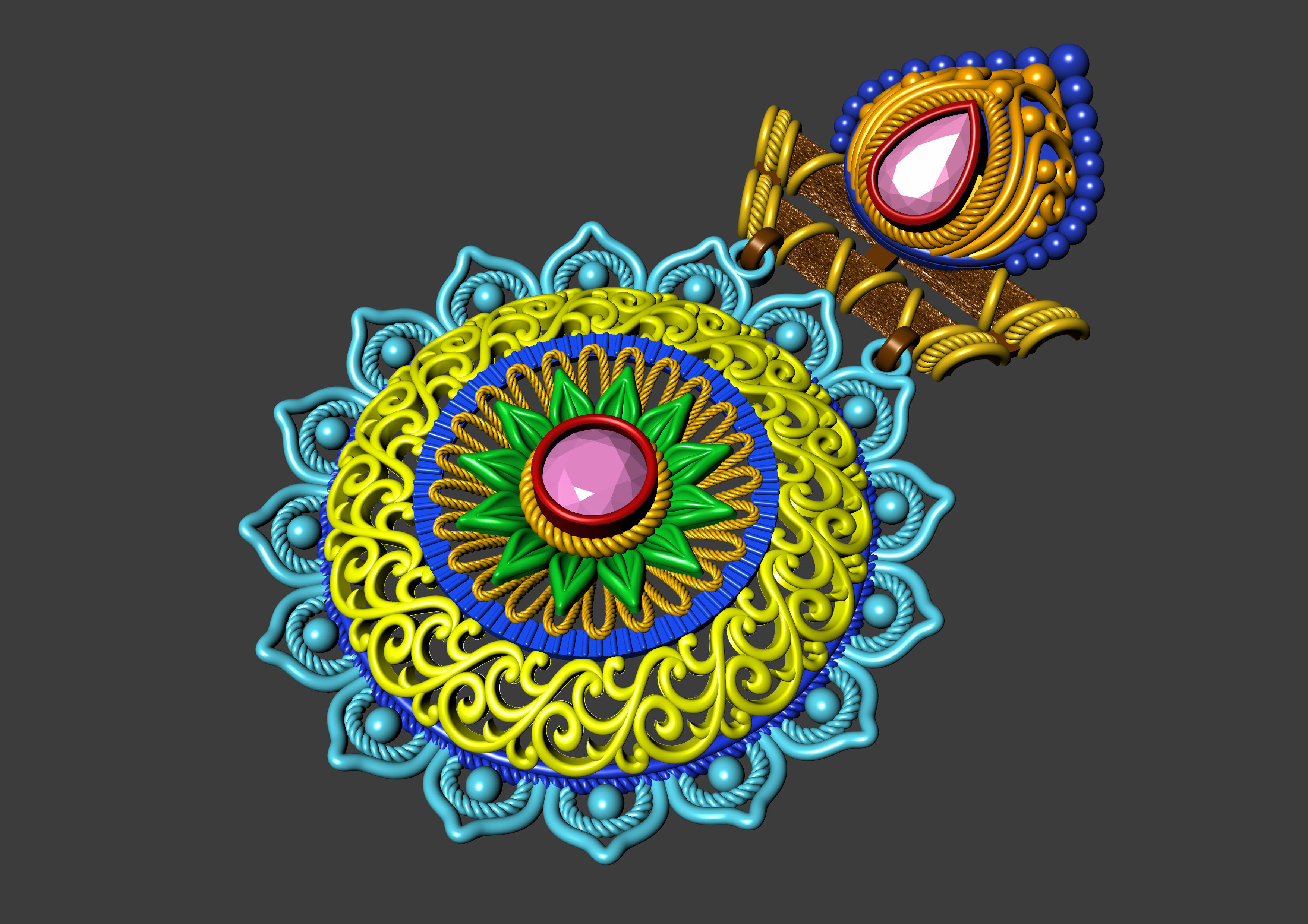 The Sunflower Filigree Pendant 3D print model_22