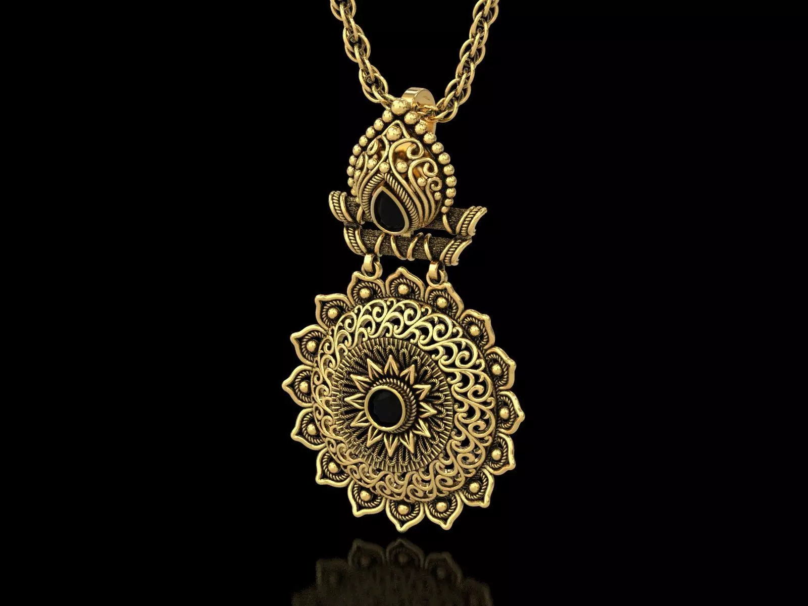 The Sunflower Filigree Pendant 3D print model_0
