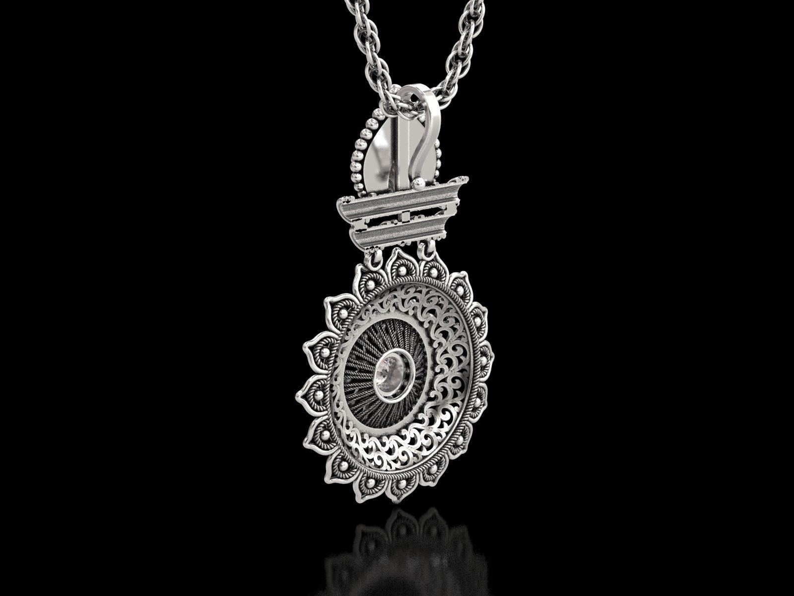 The Sunflower Filigree Pendant 3D print model_8