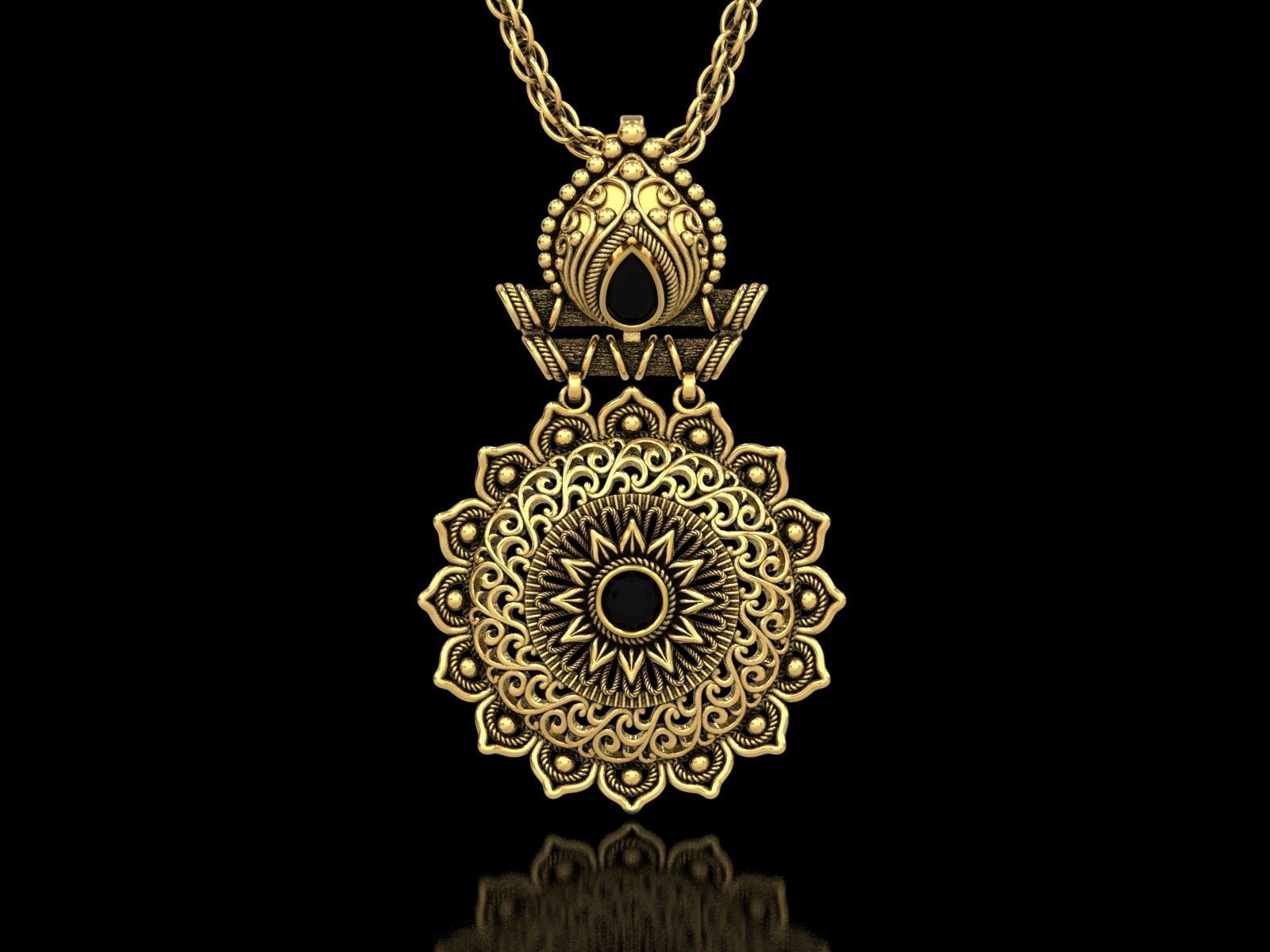 The Sunflower Filigree Pendant 3D print model_1