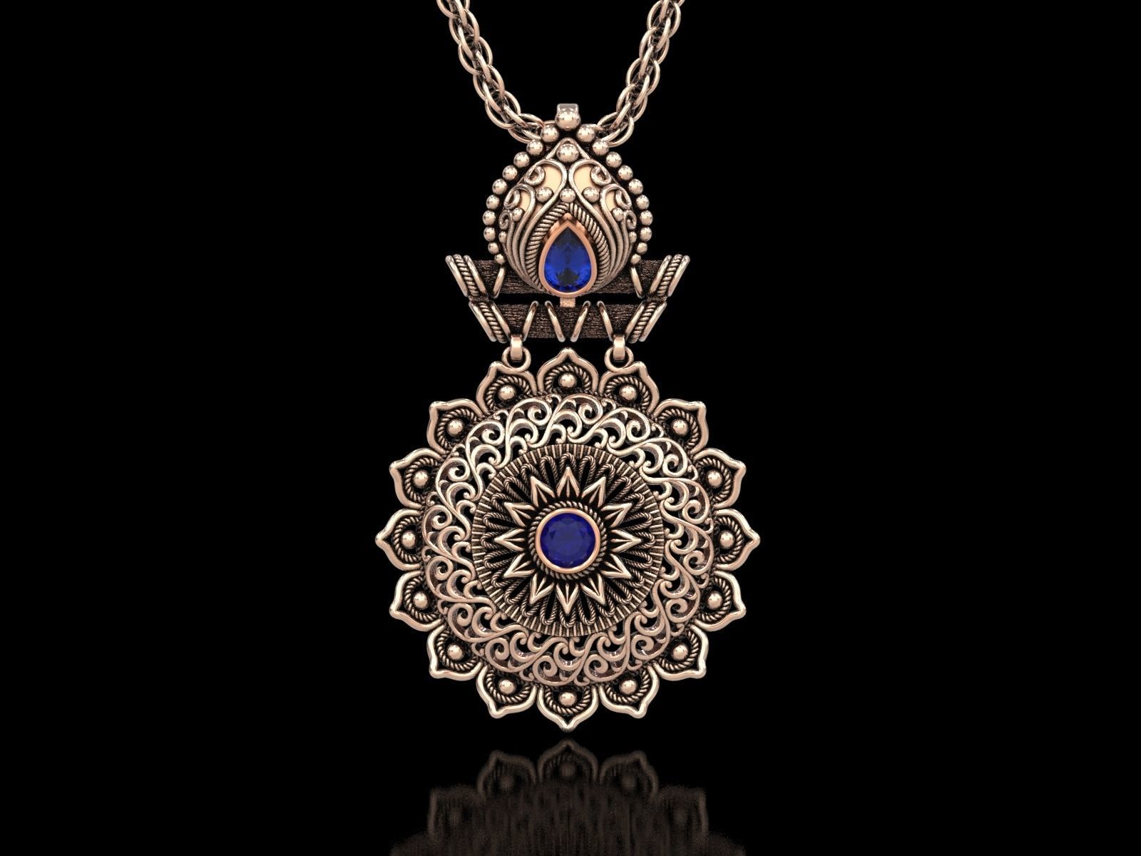 The Sunflower Filigree Pendant 3D print model_12