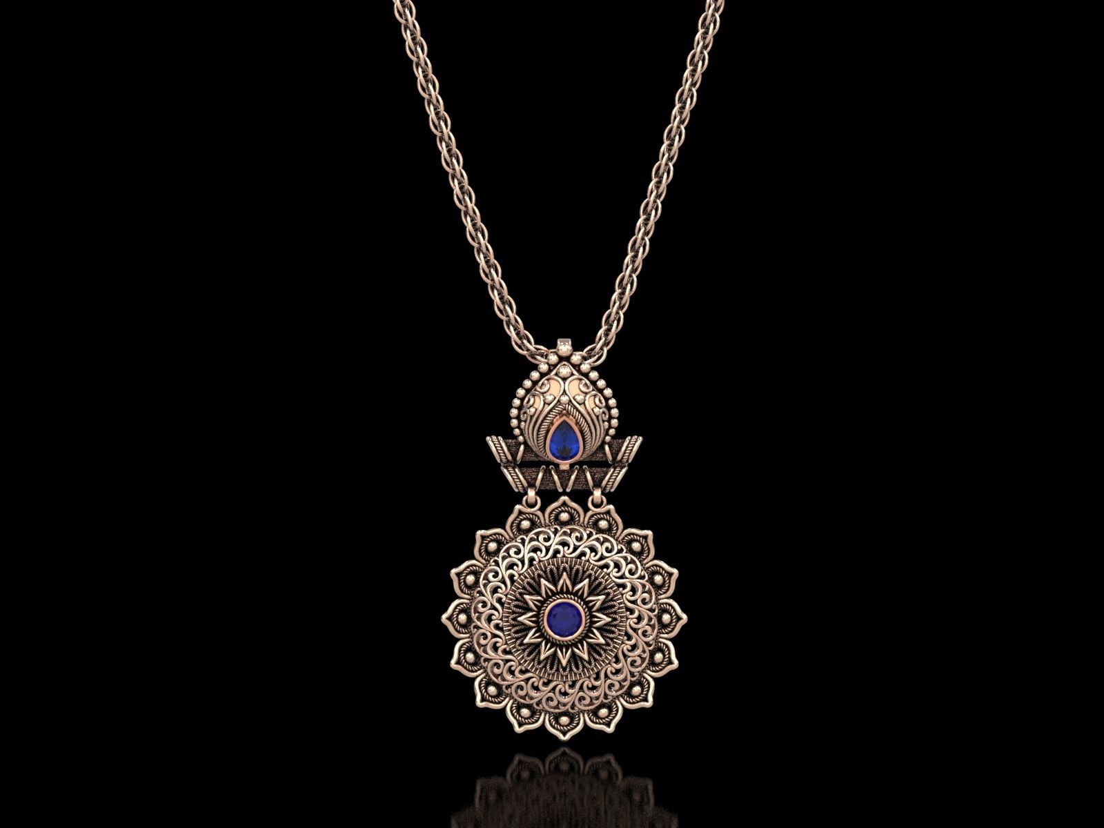 The Sunflower Filigree Pendant 3D print model_13