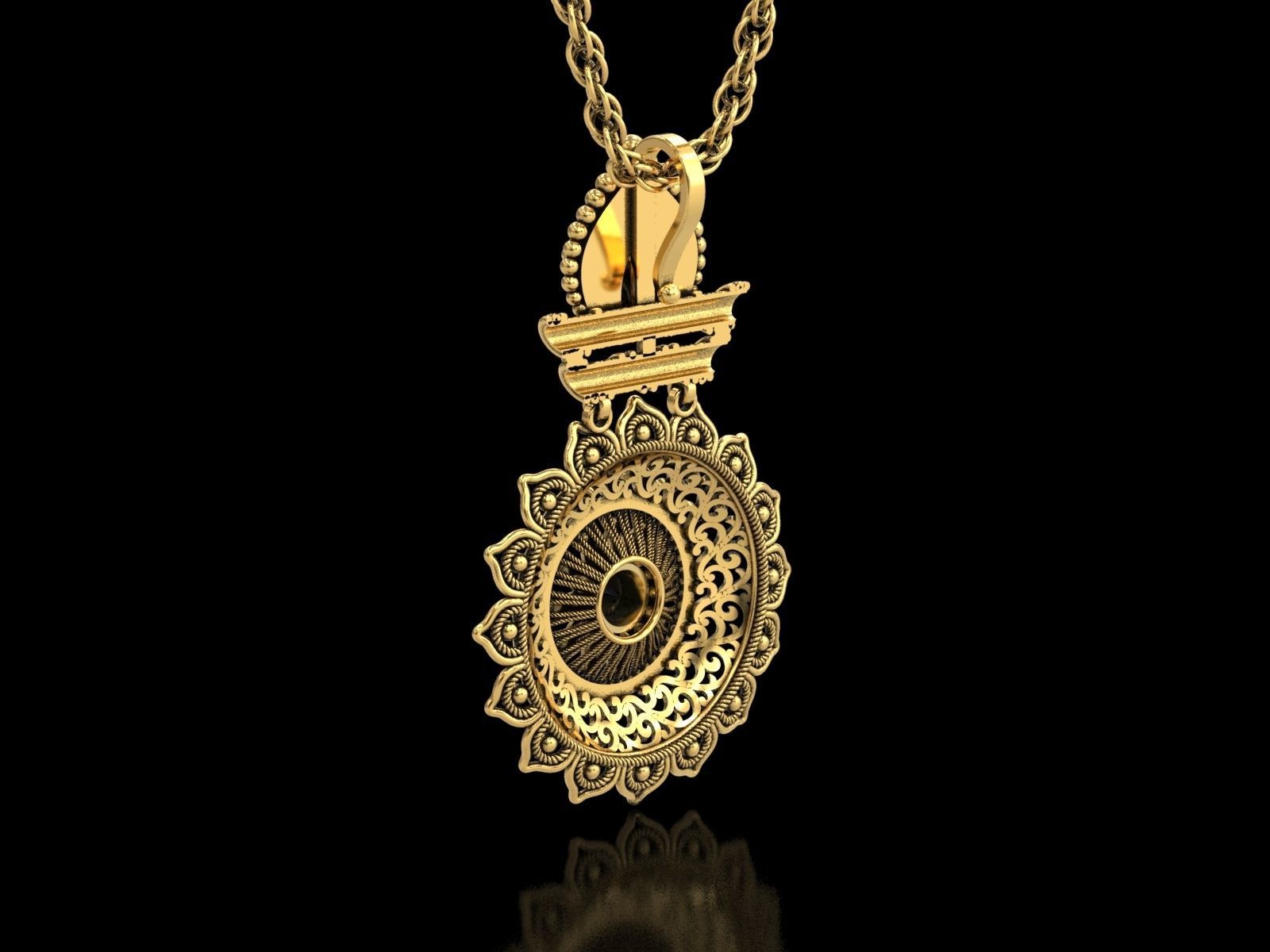 The Sunflower Filigree Pendant 3D print model_7