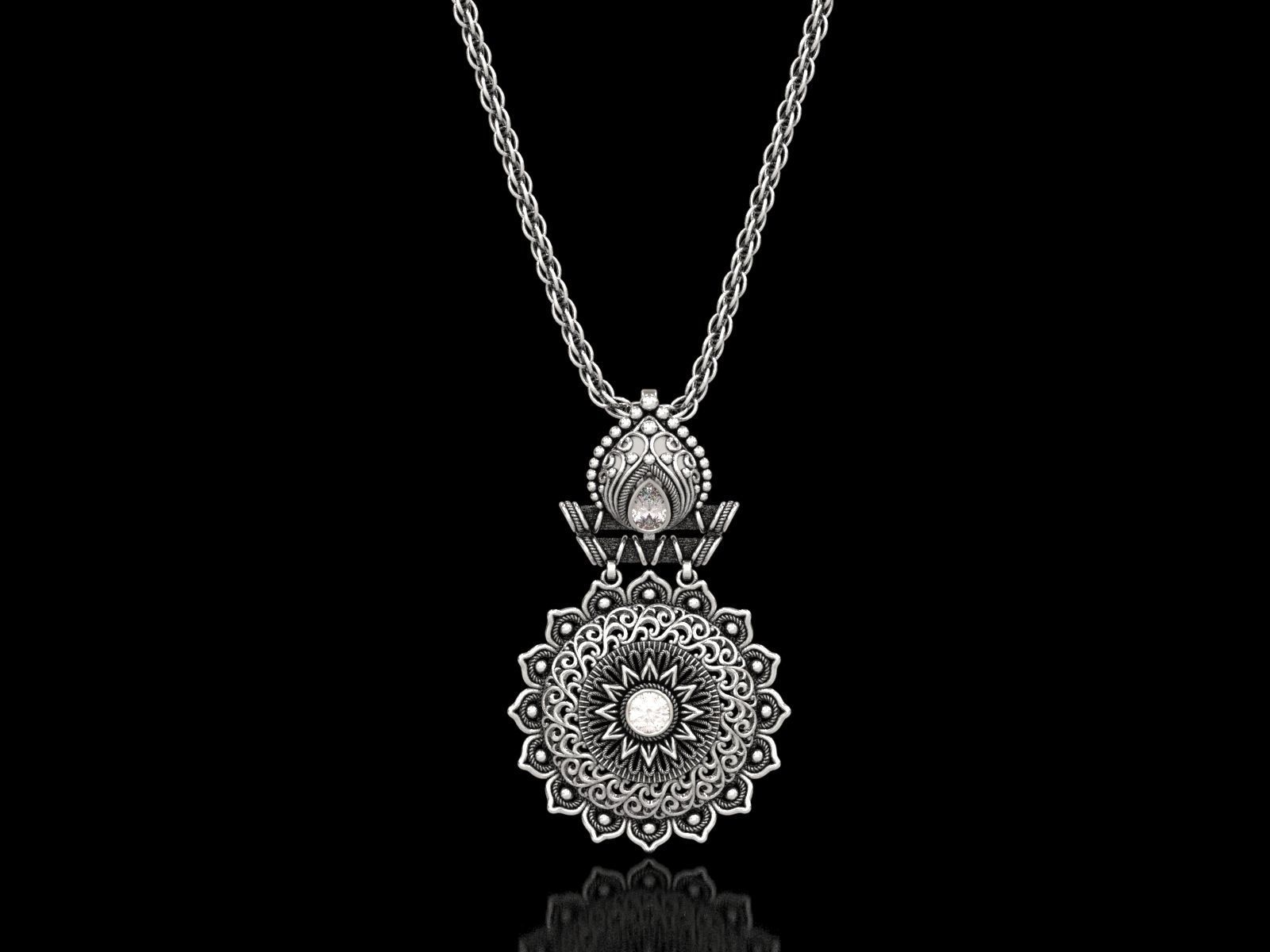 The Sunflower Filigree Pendant 3D print model_6