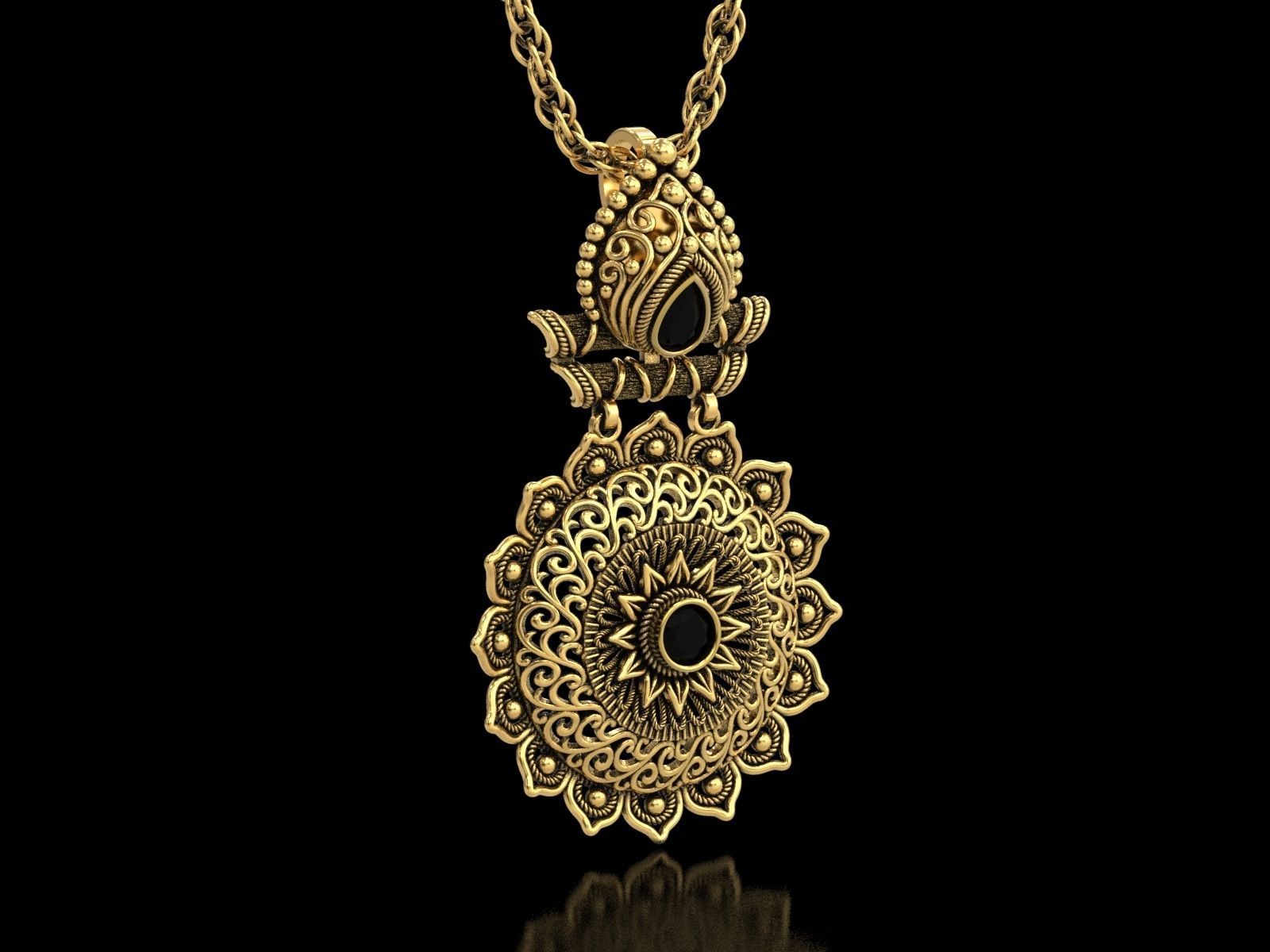 The Sunflower Filigree Pendant 3D print model_3
