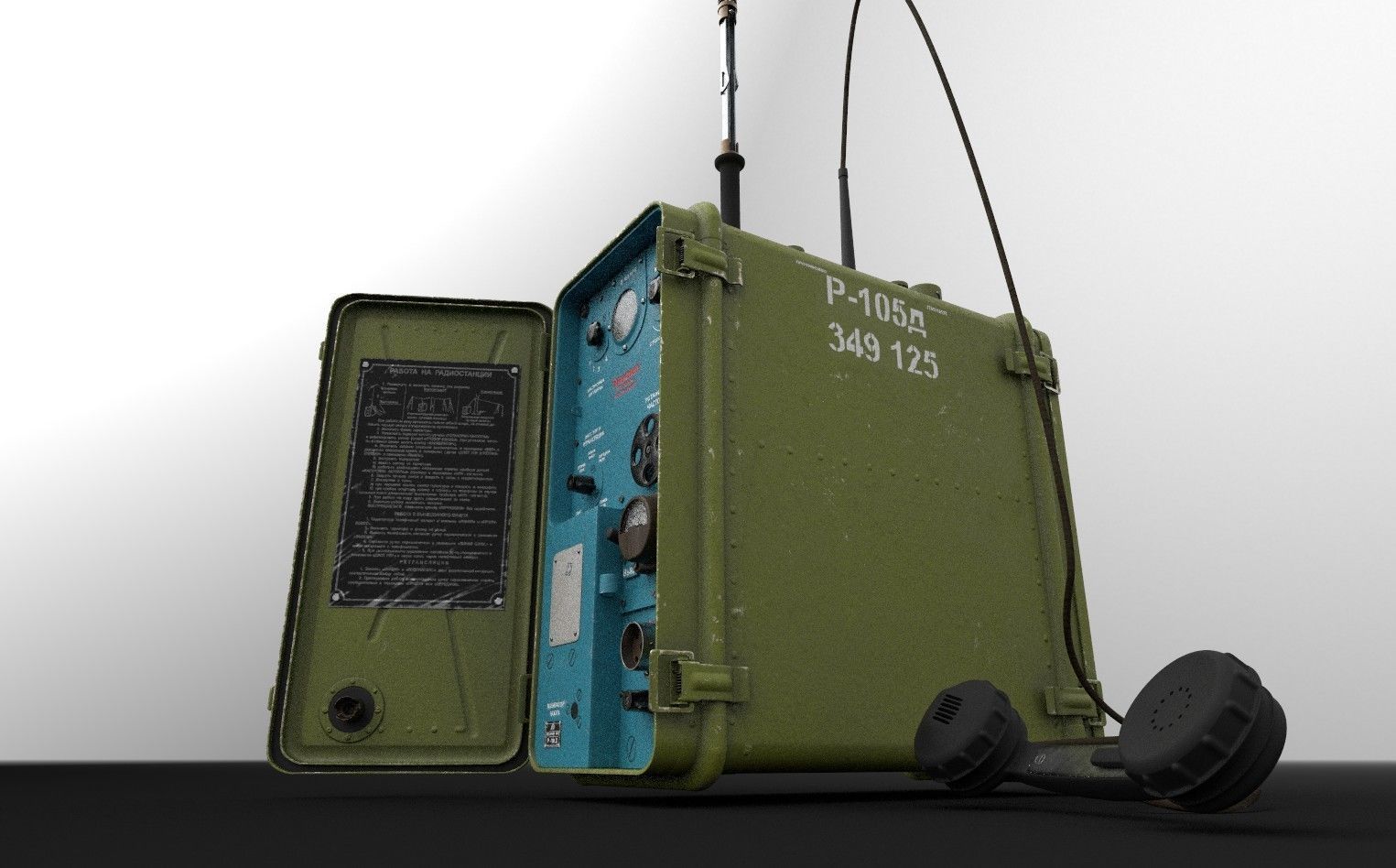 Army field radio R-105D Low-poly 3D model_2