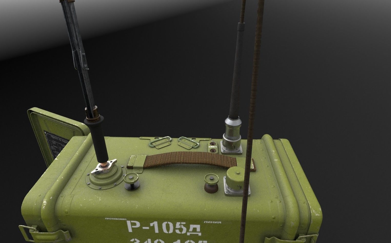 Army field radio R-105D Low-poly 3D model_6