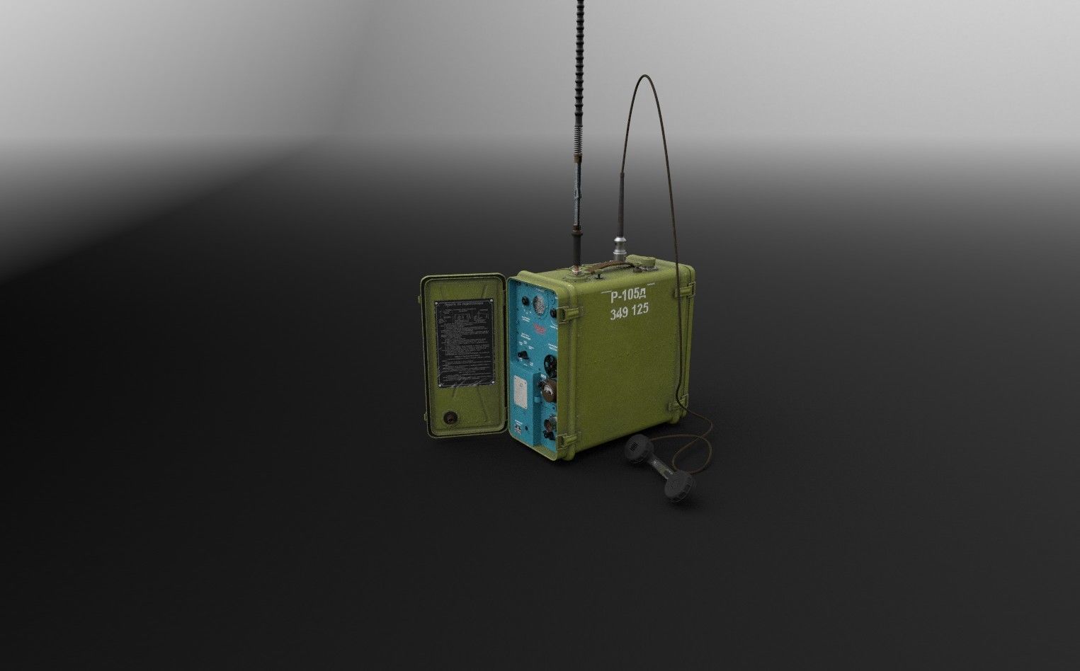 Army field radio R-105D Low-poly 3D model_1