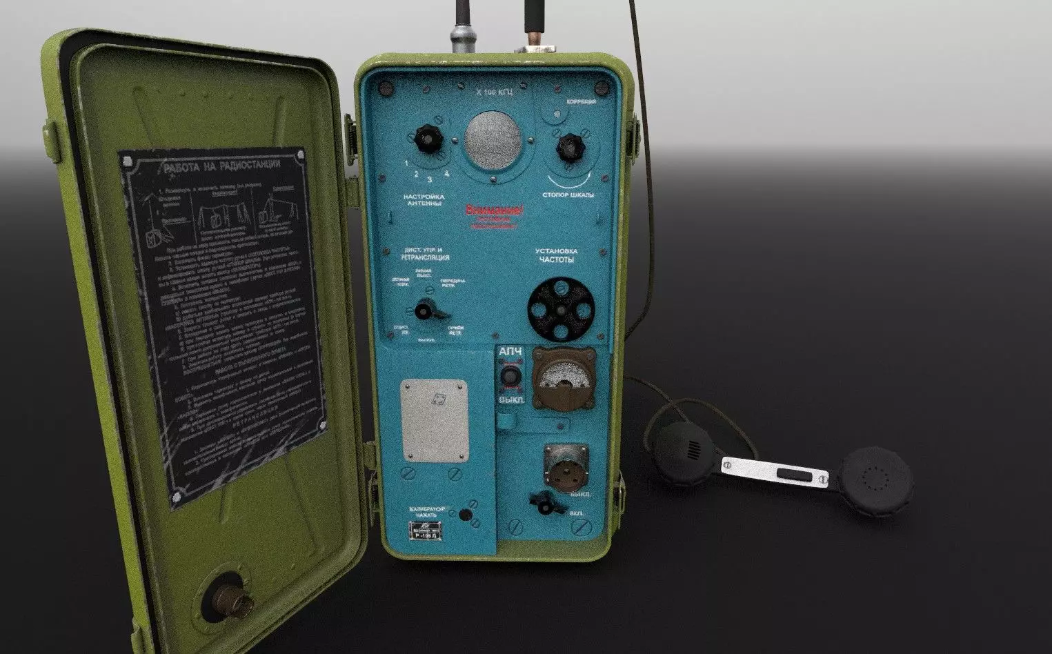 Army field radio R-105D Low-poly 3D model_0