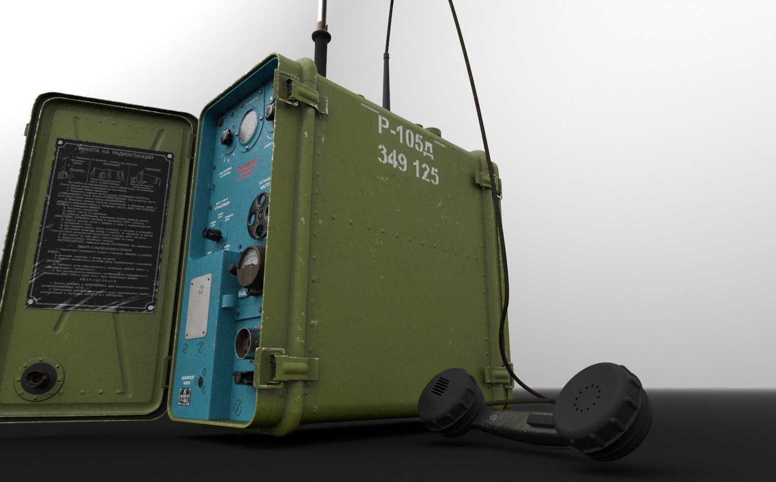 Army field radio R-105D Low-poly 3D model_8