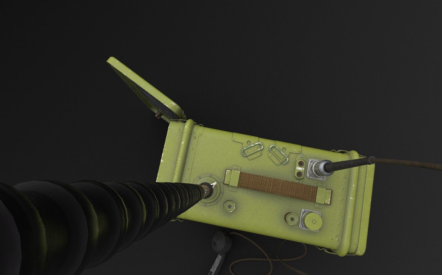 Army field radio R-105D Low-poly 3D model_7