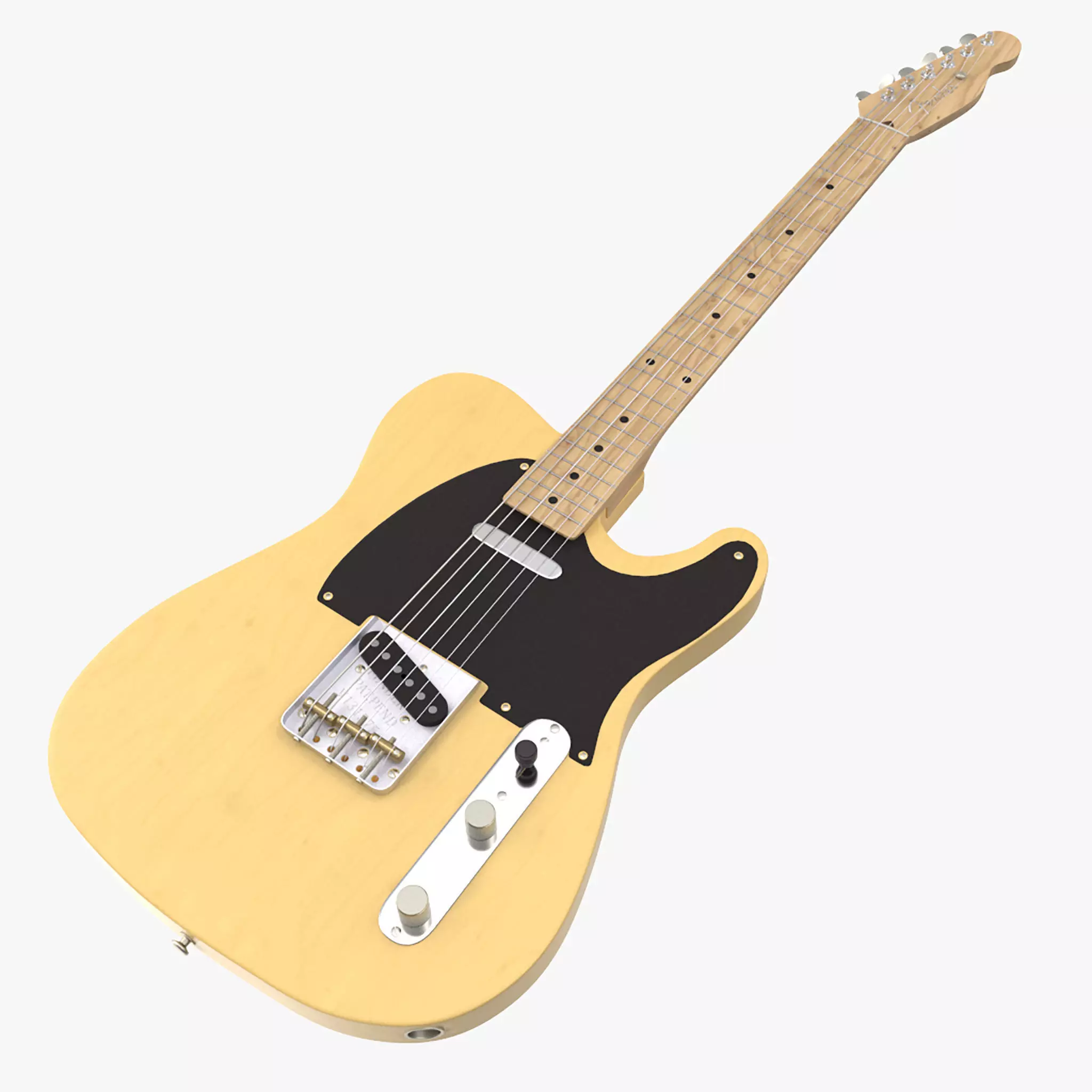 Fender yellow wooden Telecaster electric guitar da1 3D model