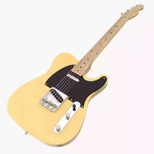 Fender yellow wooden Telecaster electric guitar da1 3D model