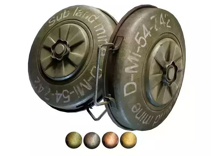 Old anti tank land mine bomb anti-caterpillar-mine  da1 Low-poly 3D model