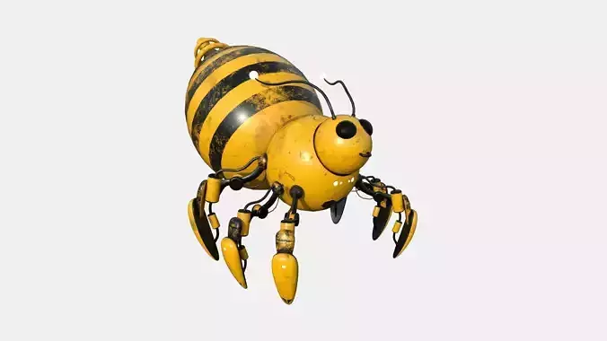 Cute Robot E01 Bee Color - SciFi Character Design Low-poly 3D model