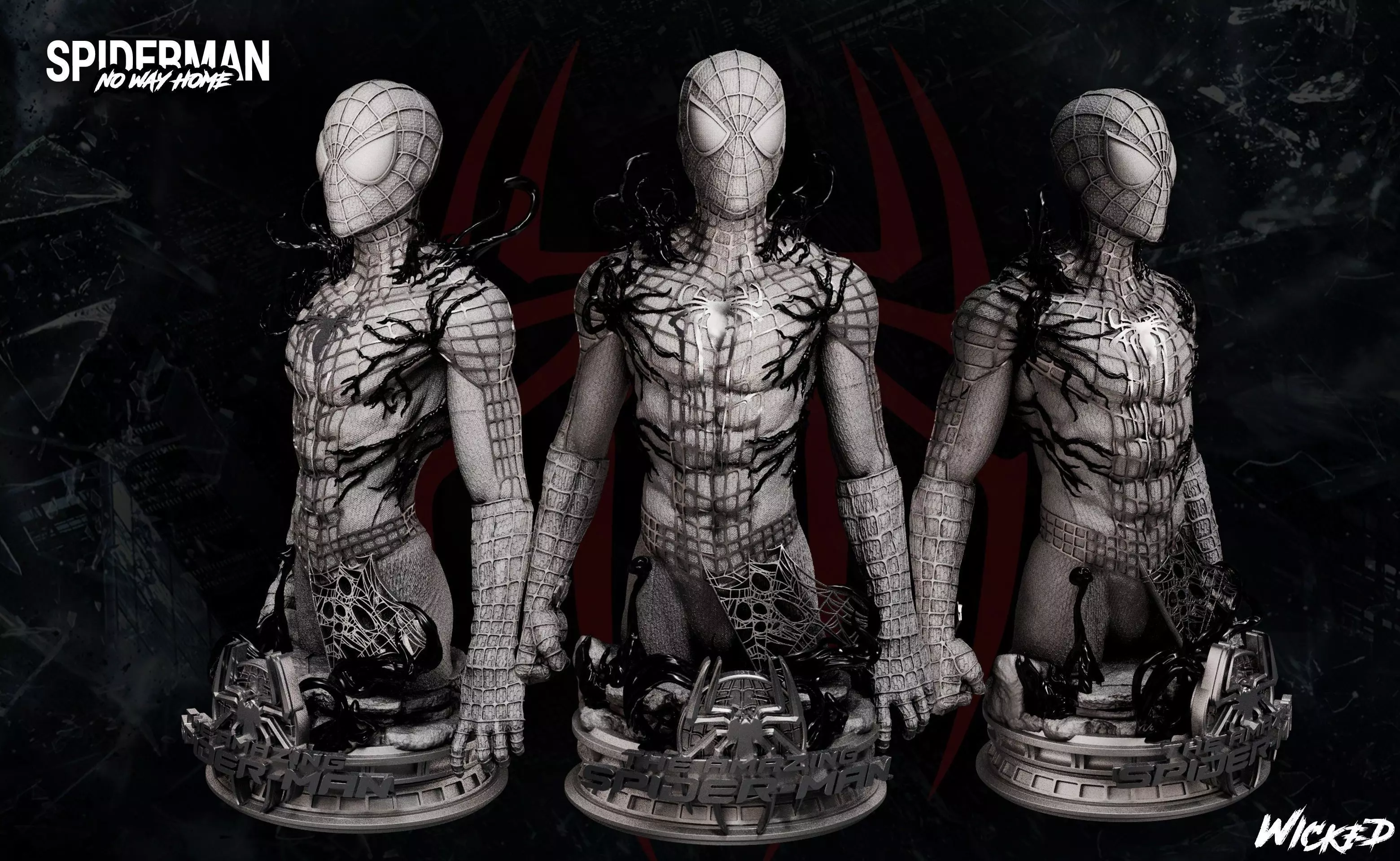 Wicked Marvel Spiderman Garfield Bust 3D print model 3D print model_0