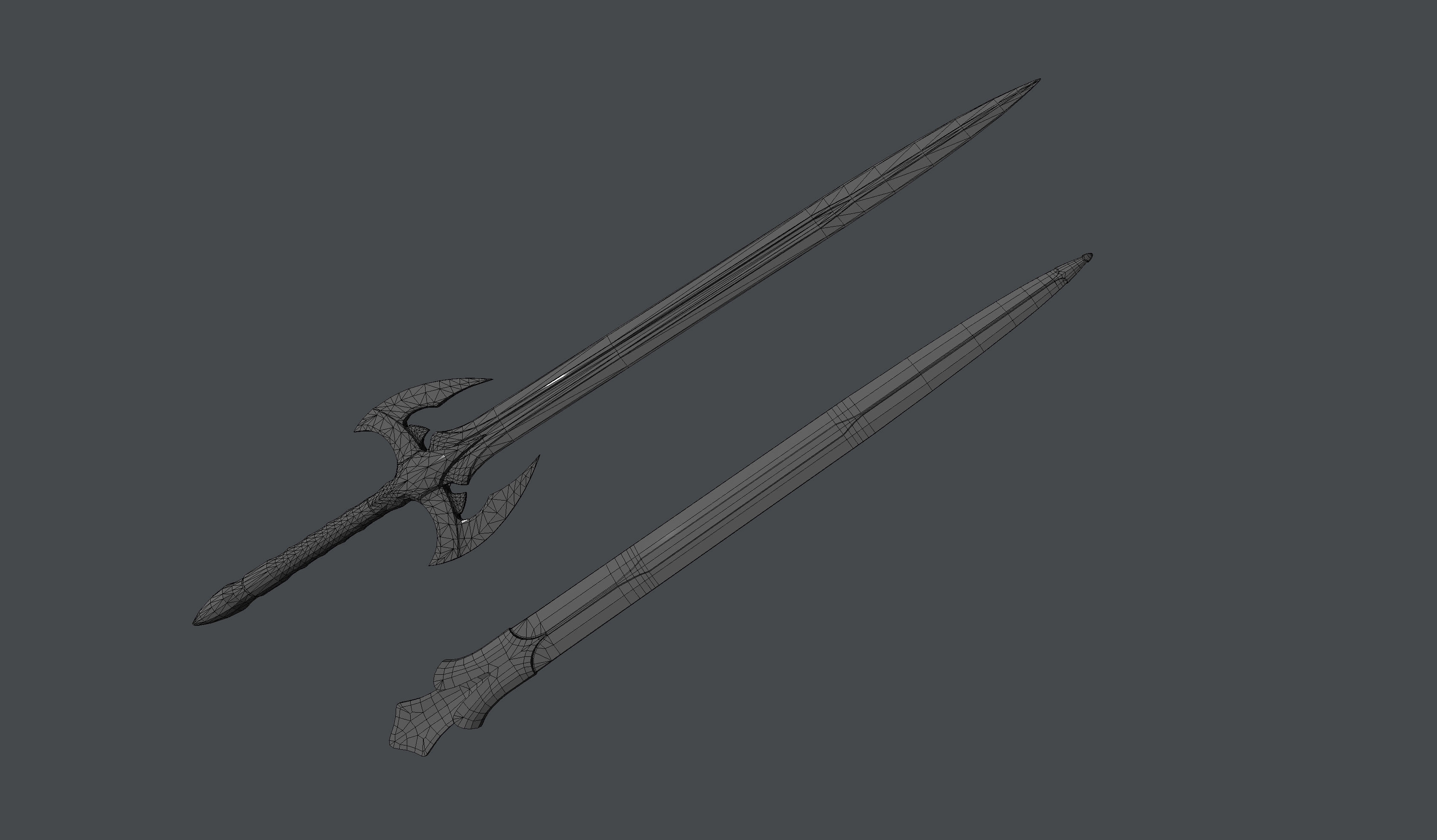 Dark Fantasy Sword Low-poly 3D model_4
