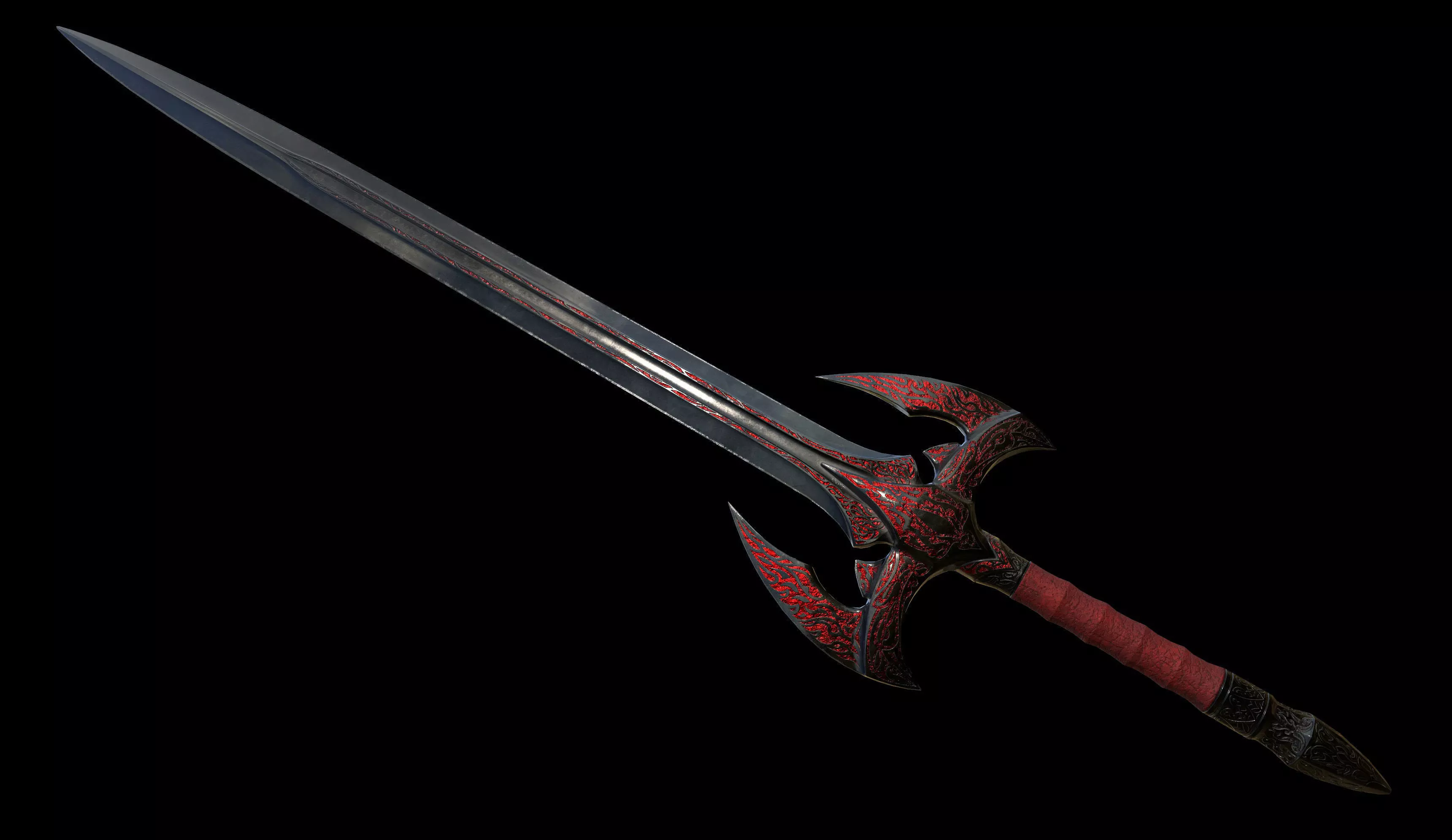 Dark Fantasy Sword Low-poly 3D model_0