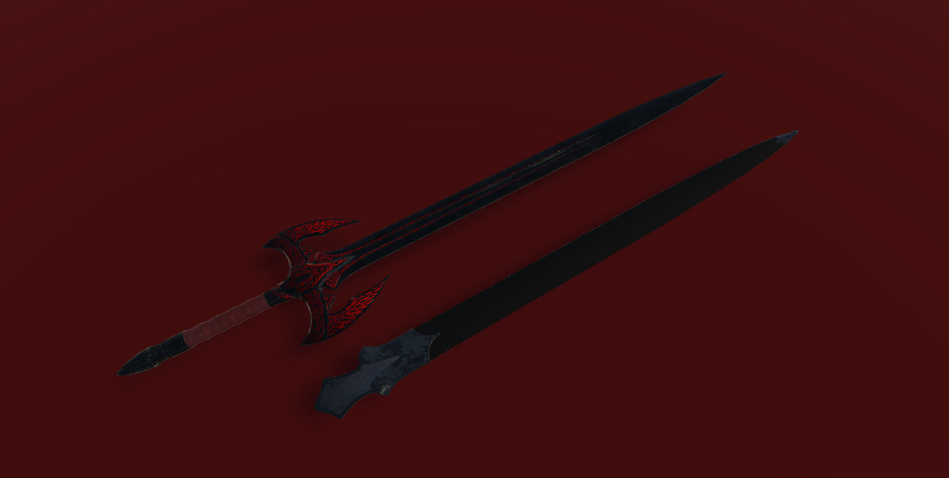 Dark Fantasy Sword Low-poly 3D model_2