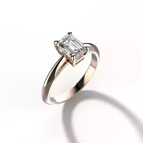 Solitaire ring tifan emerald cut diamond 3D print model