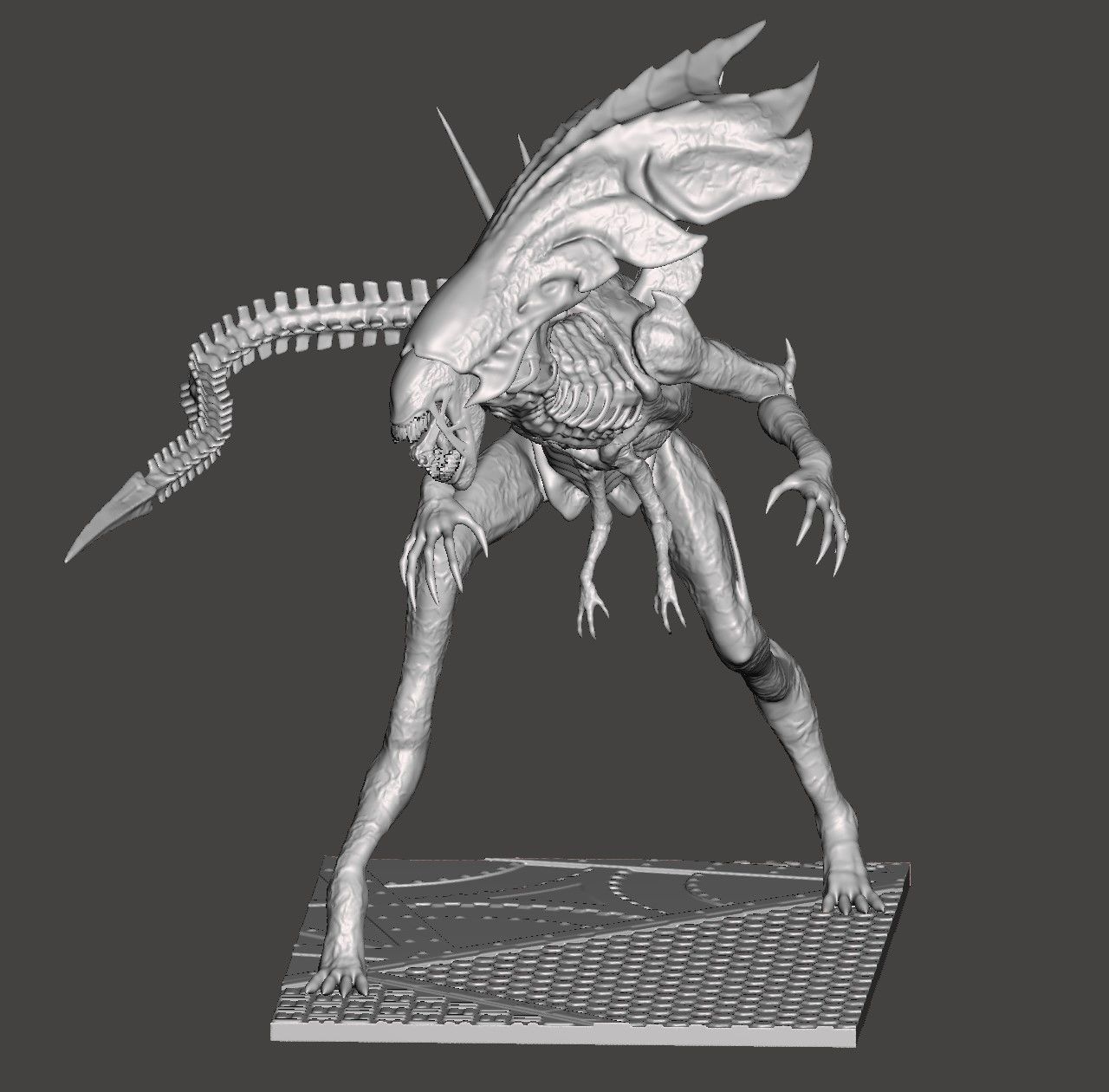 ALIENS QUEEN XENOMORPH DYNAMIC POSE FIRETEAM ELITE-HIGH POLY STL 3D print model_5