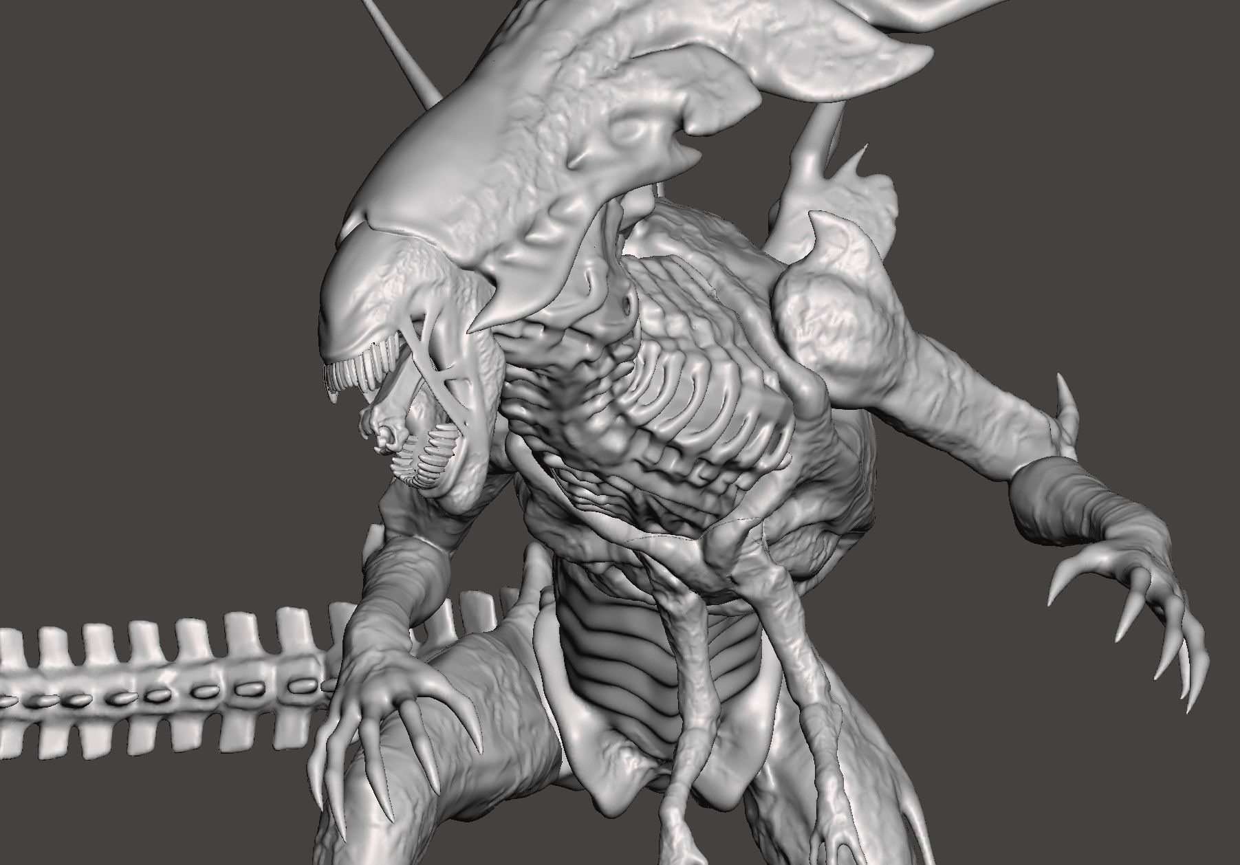 ALIENS QUEEN XENOMORPH DYNAMIC POSE FIRETEAM ELITE-HIGH POLY STL 3D print model_1