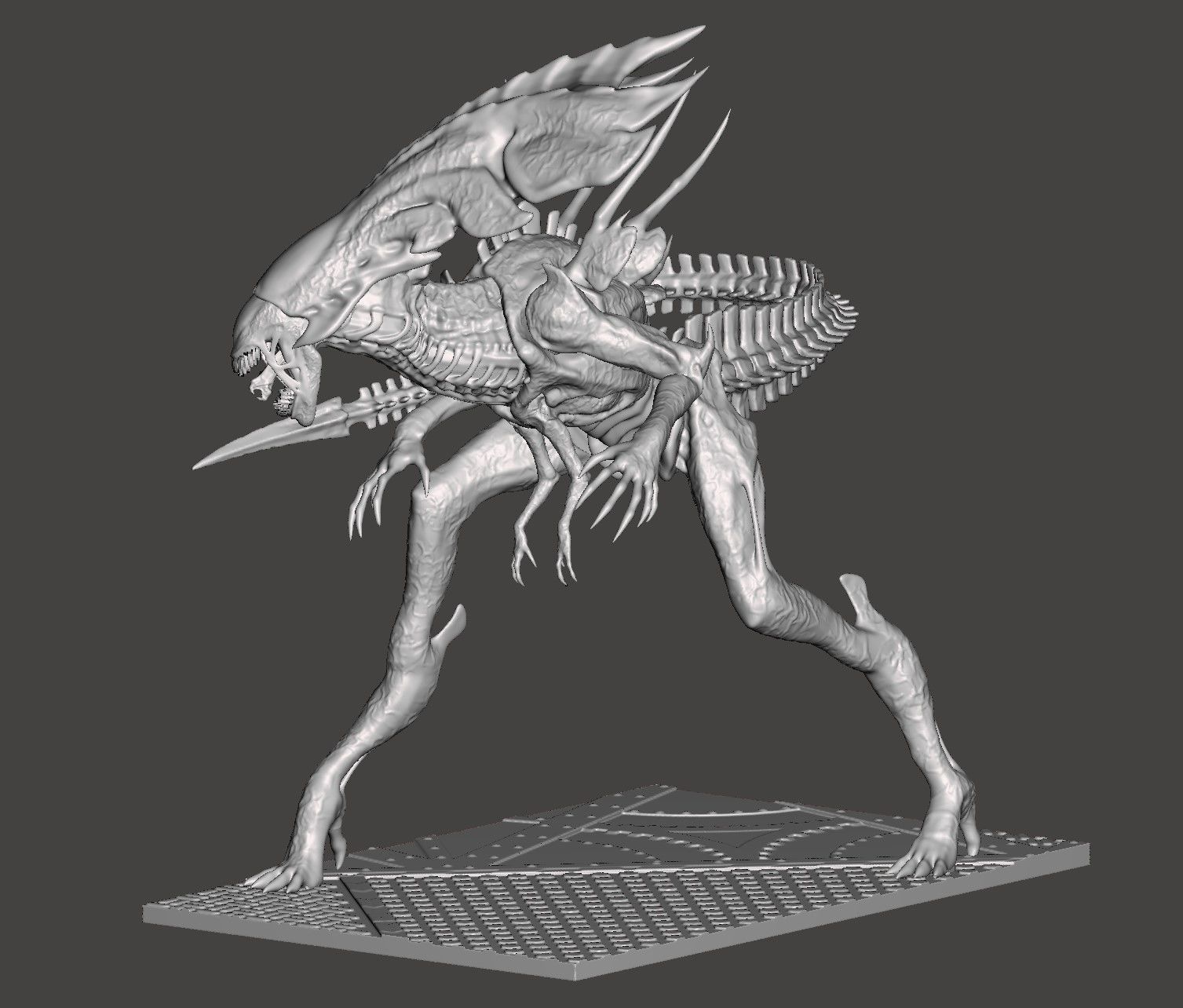 ALIENS QUEEN XENOMORPH DYNAMIC POSE FIRETEAM ELITE-HIGH POLY STL 3D print model_3