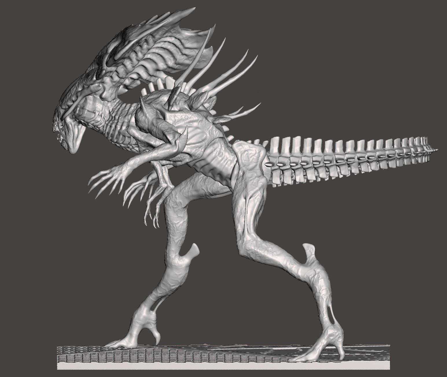 ALIENS QUEEN XENOMORPH DYNAMIC POSE FIRETEAM ELITE-HIGH POLY STL 3D print model_7