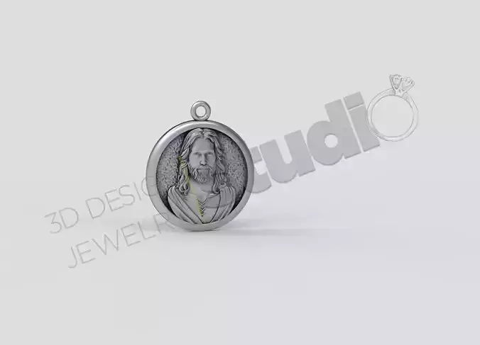 Highly detailed Jesus figure pendant coin 3d model