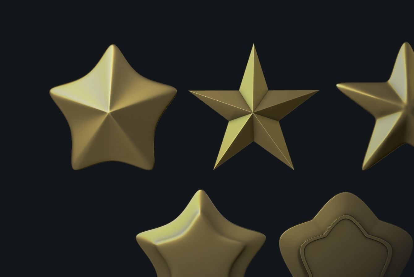 Stars Set gold 3D print model_4