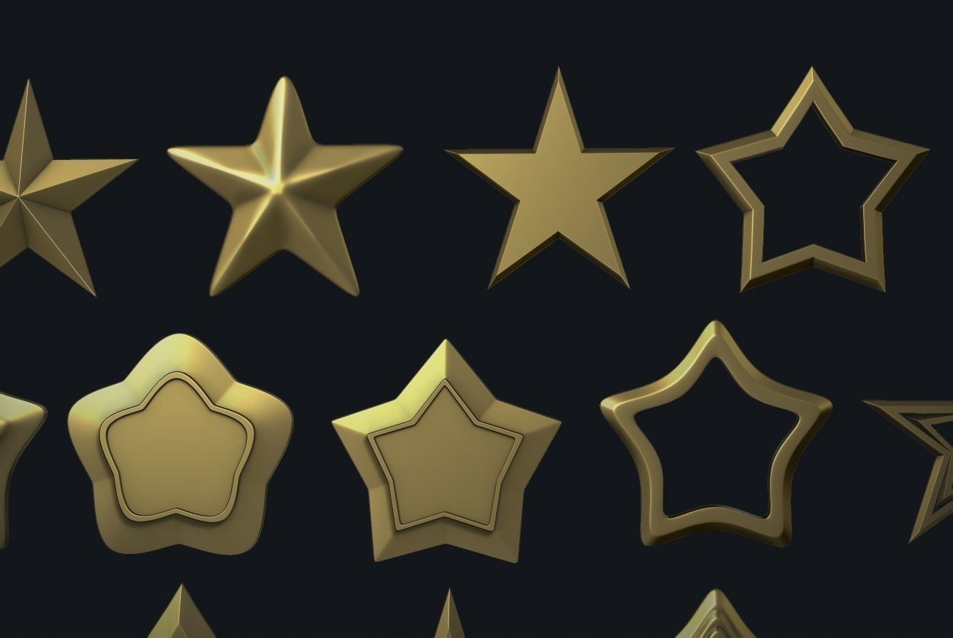 Stars Set gold 3D print model_5