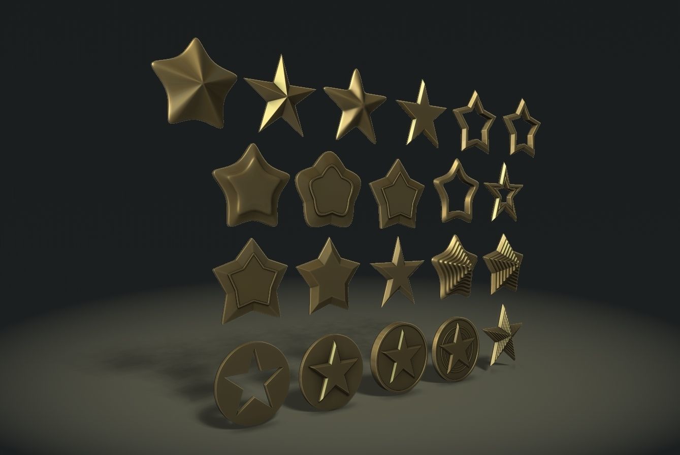 Stars Set gold 3D print model_1