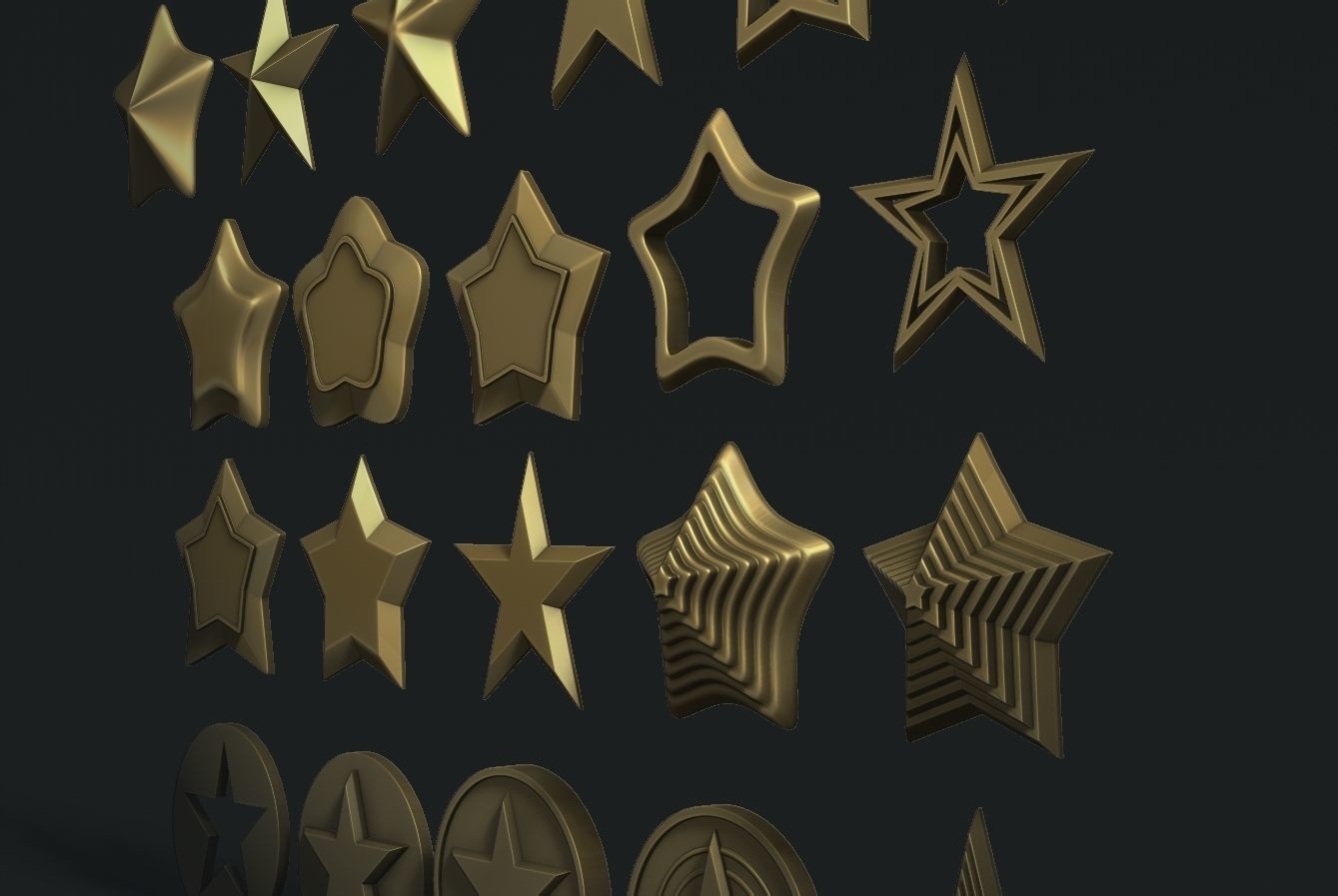 Stars Set gold 3D print model_3