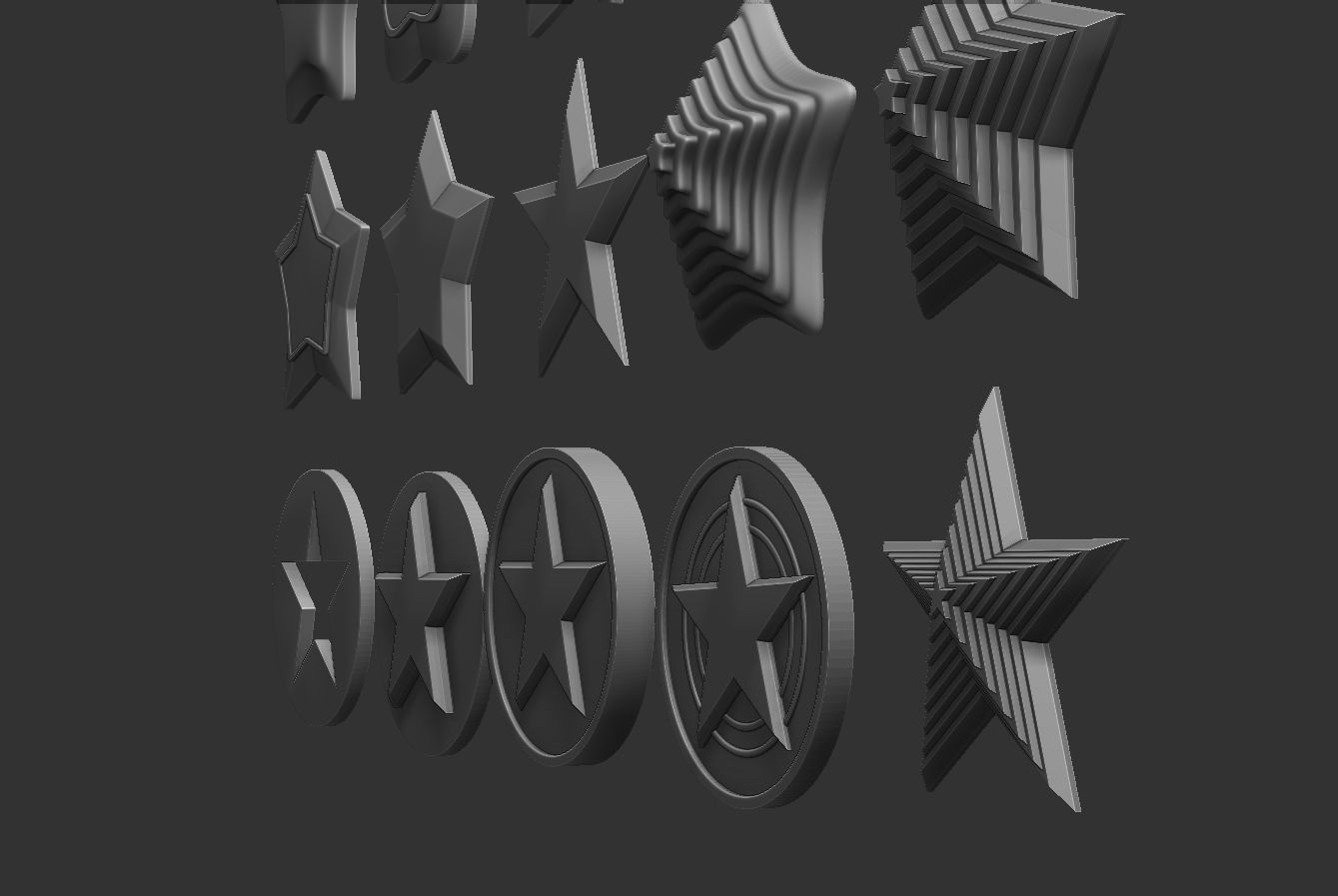 Stars Set gold 3D print model_10