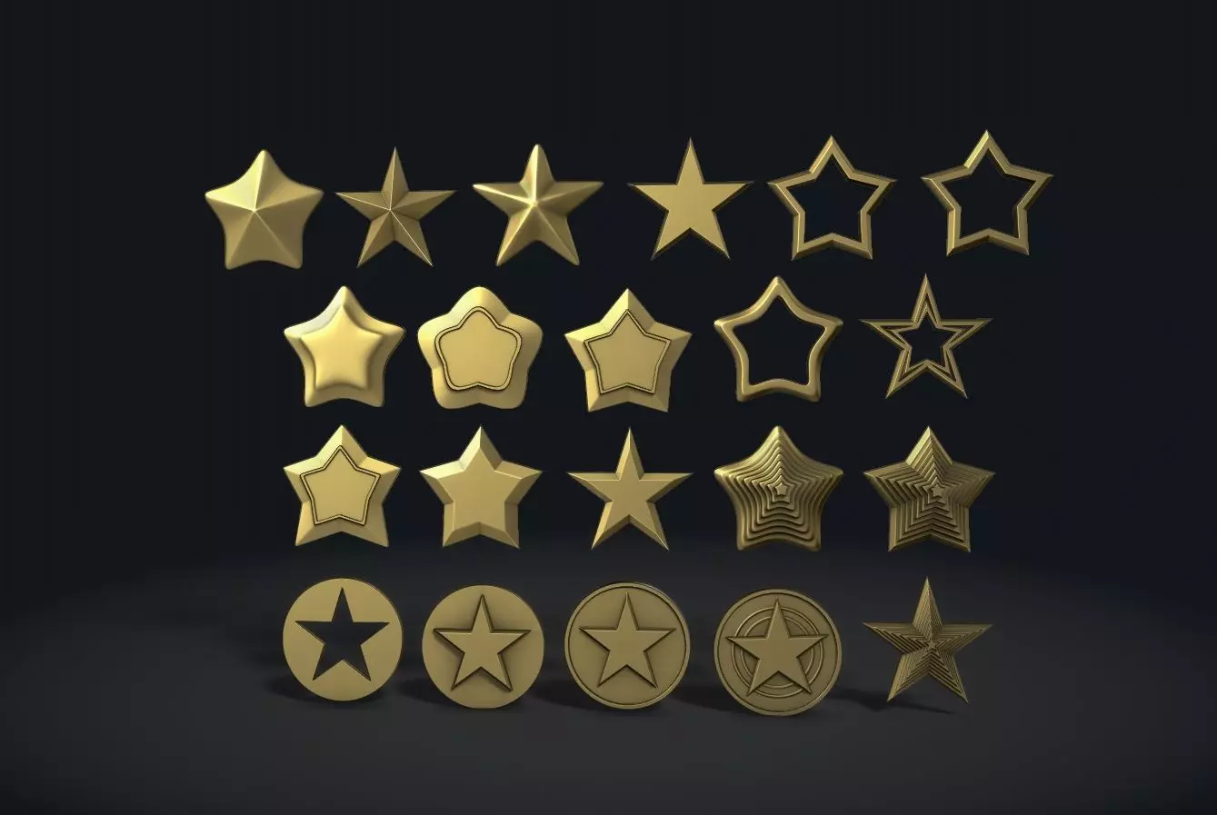 Stars Set gold 3D print model_0