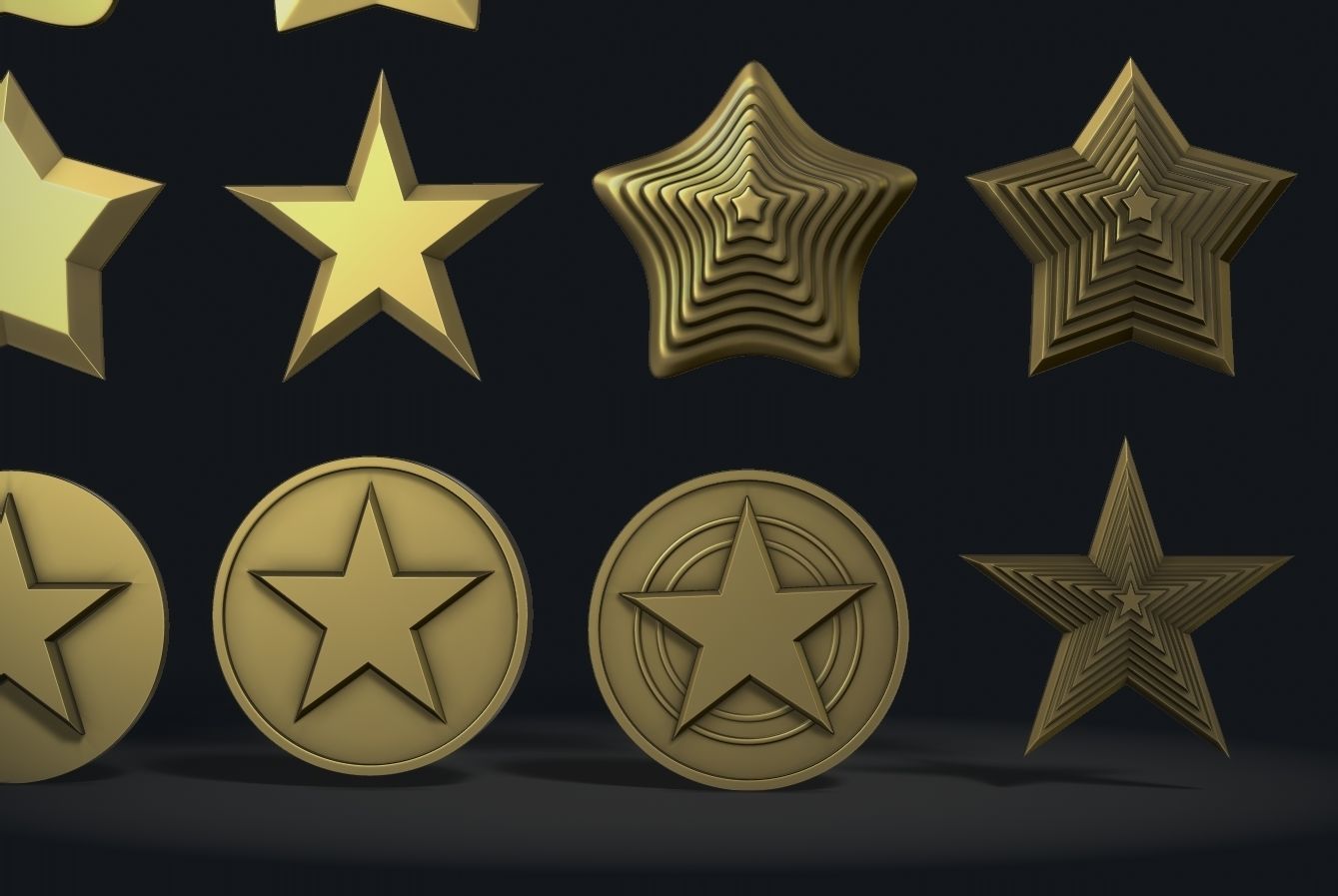 Stars Set gold 3D print model_7
