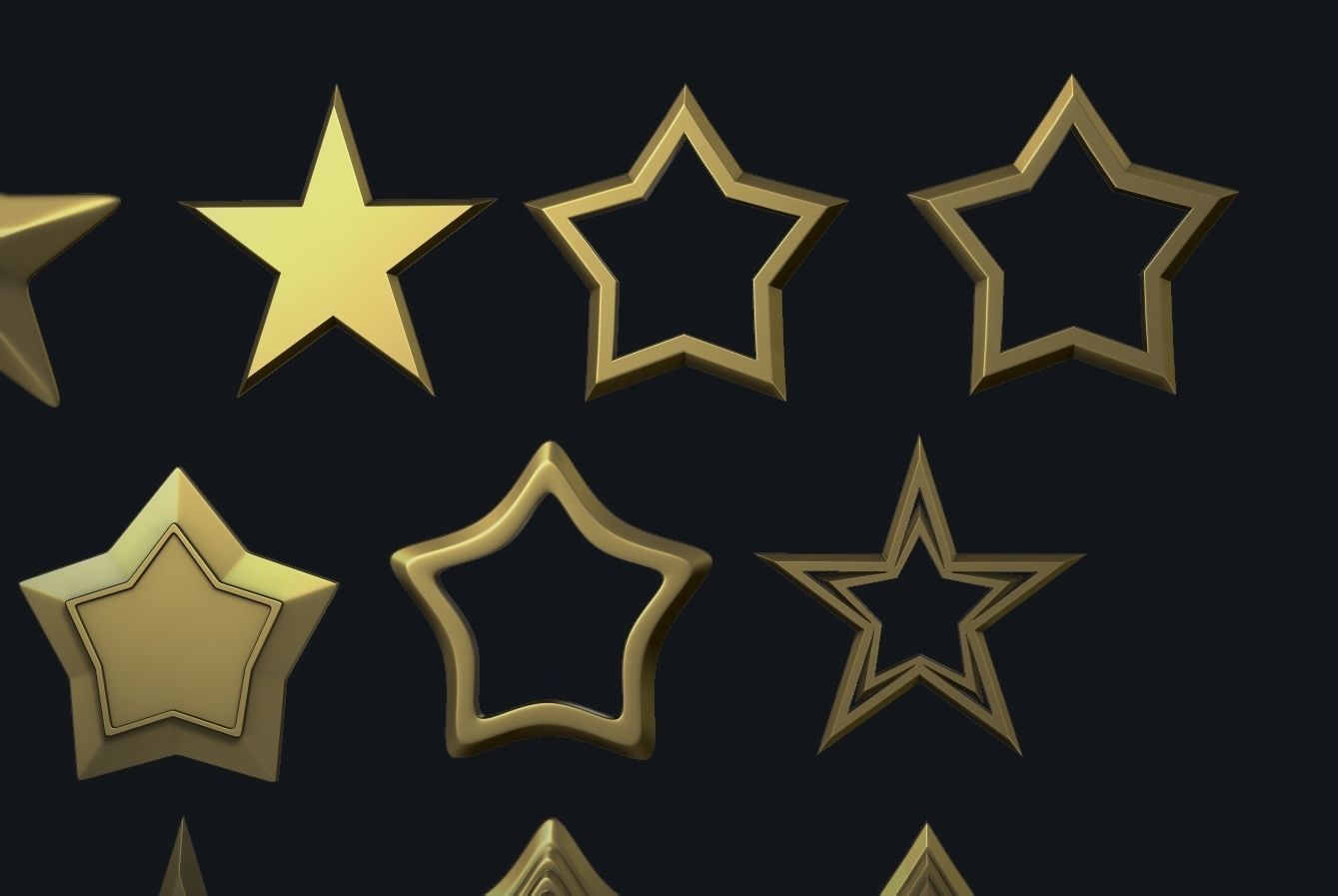 Stars Set gold 3D print model_6