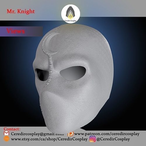 Moon Knight helmet 3d digital download Mr Knight helmet 3D print model