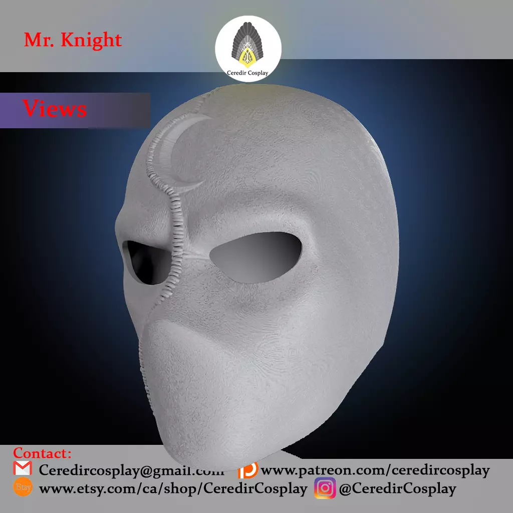 Moon Knight helmet 3d digital download Mr Knight helmet 3D print model_0