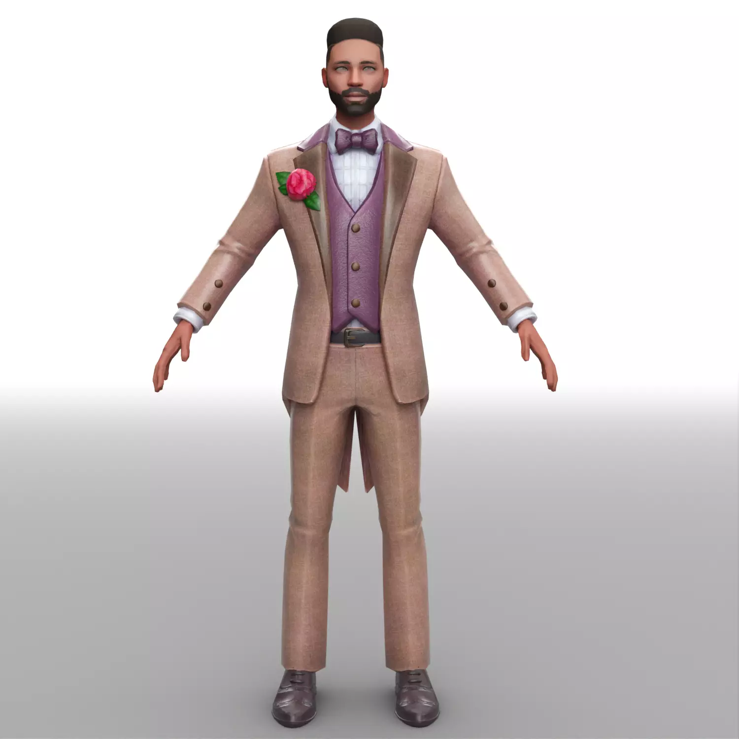 Men party wear Low-poly 3D model_0