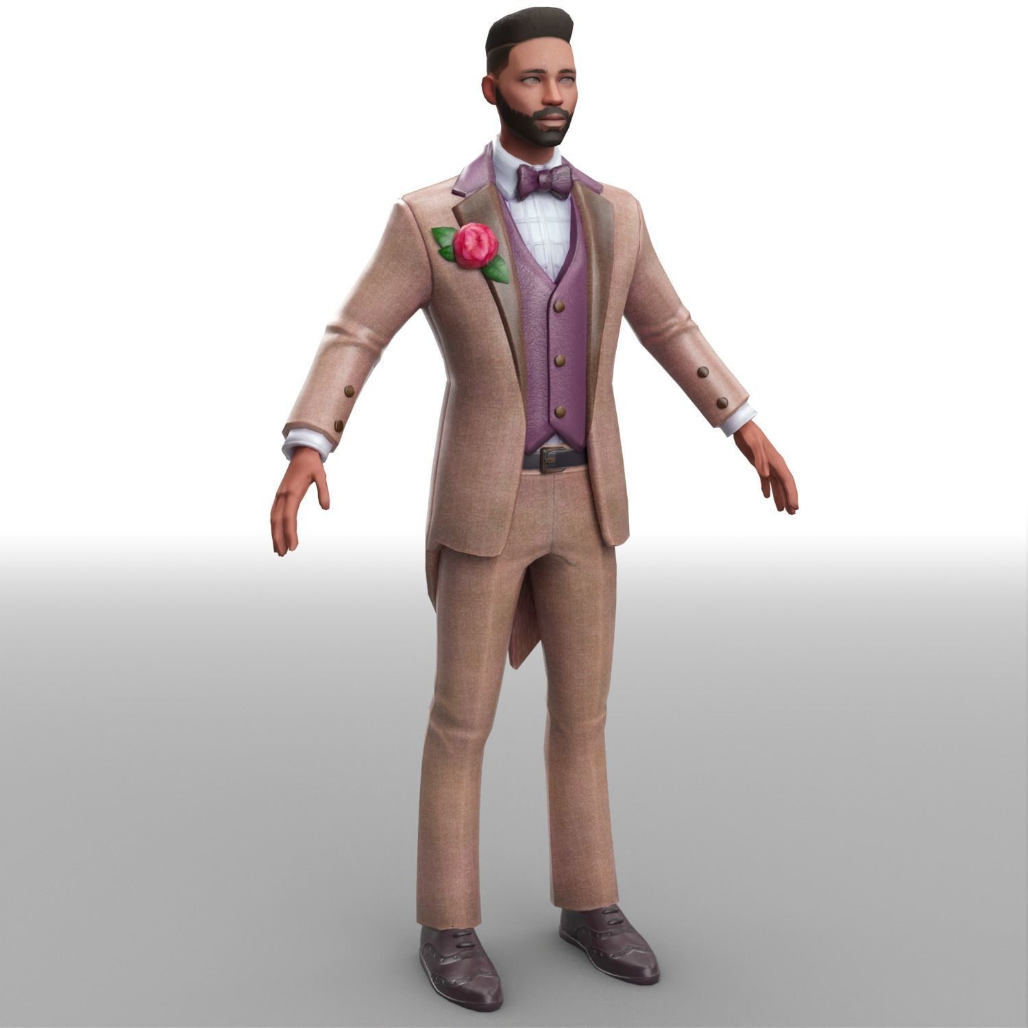 Men party wear Low-poly 3D model_1