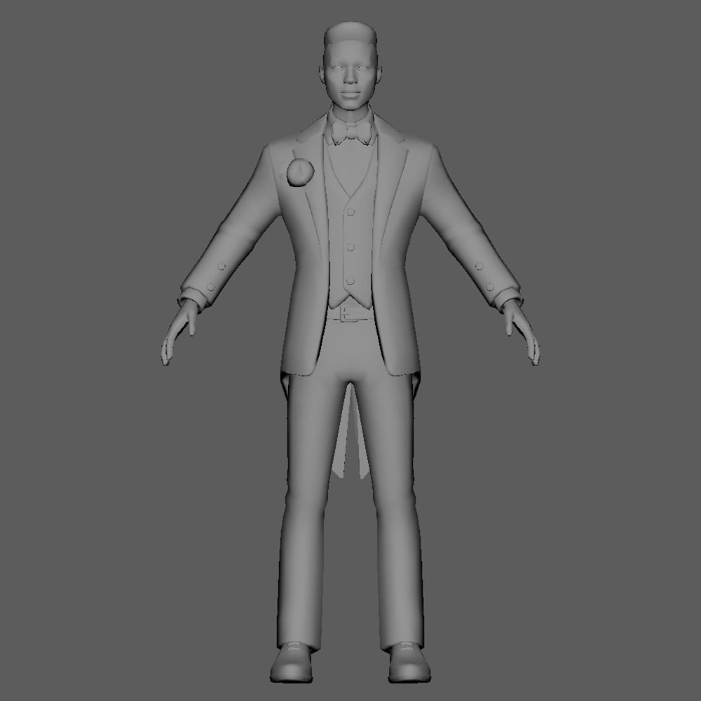 Men party wear Low-poly 3D model_4
