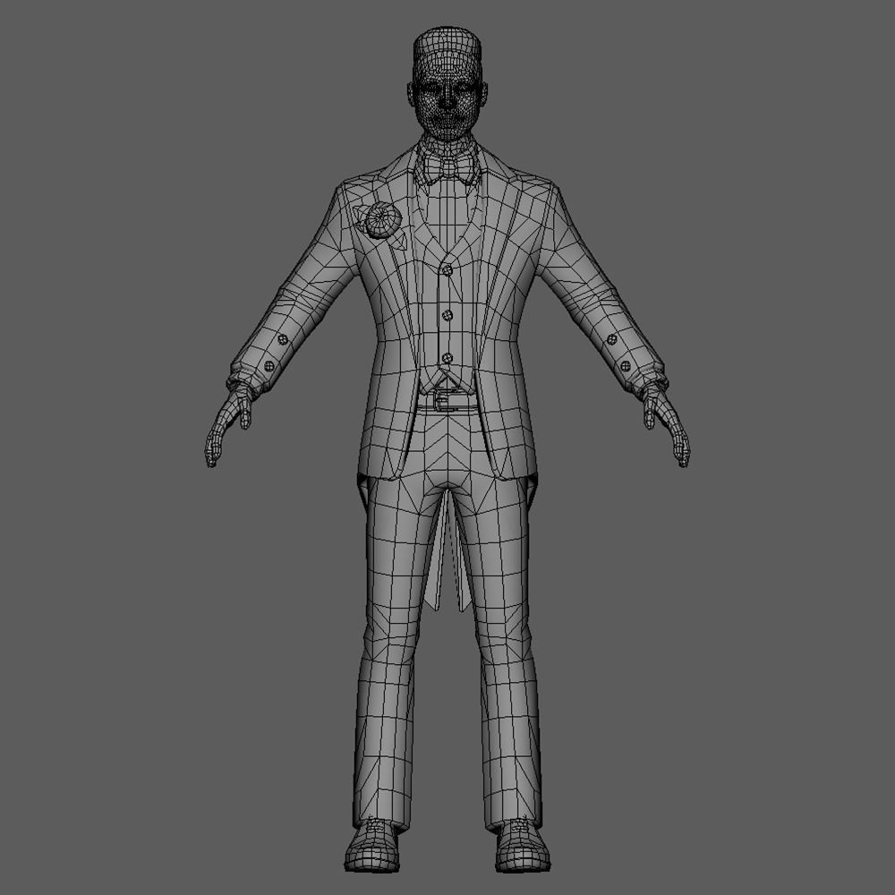 Men party wear Low-poly 3D model_5
