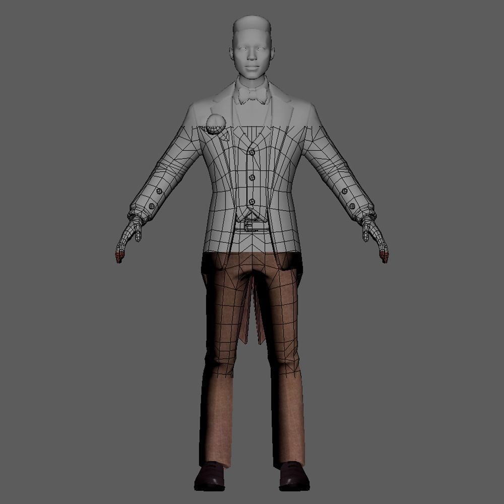 Men party wear Low-poly 3D model_3