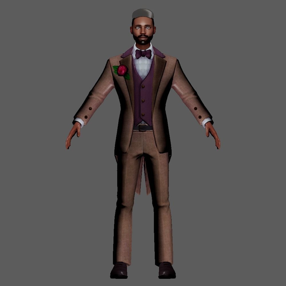 Men party wear Low-poly 3D model_7