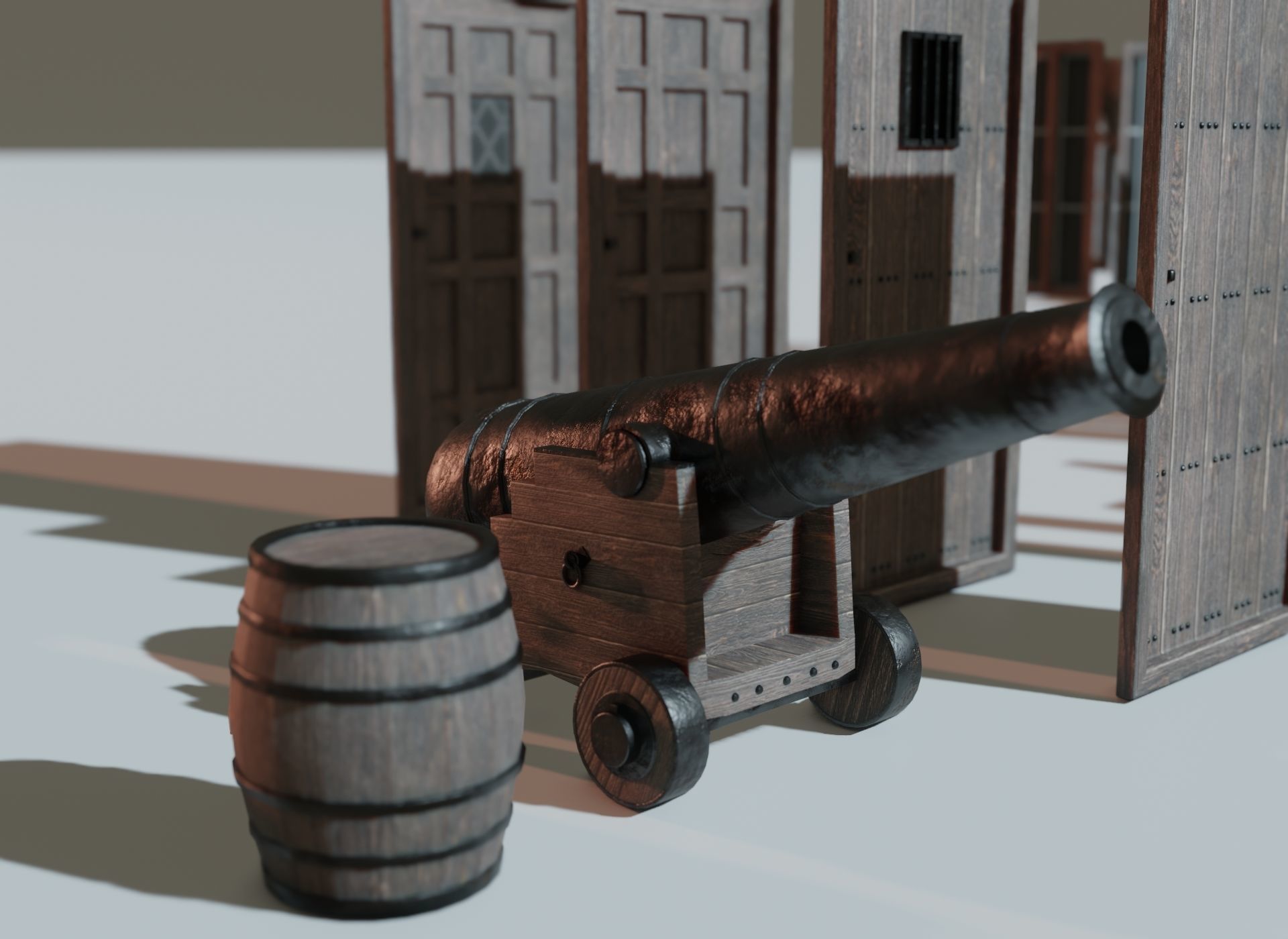 Medieval Town House with over 160 piece Modular Asset Kit Low-poly 3D model_6