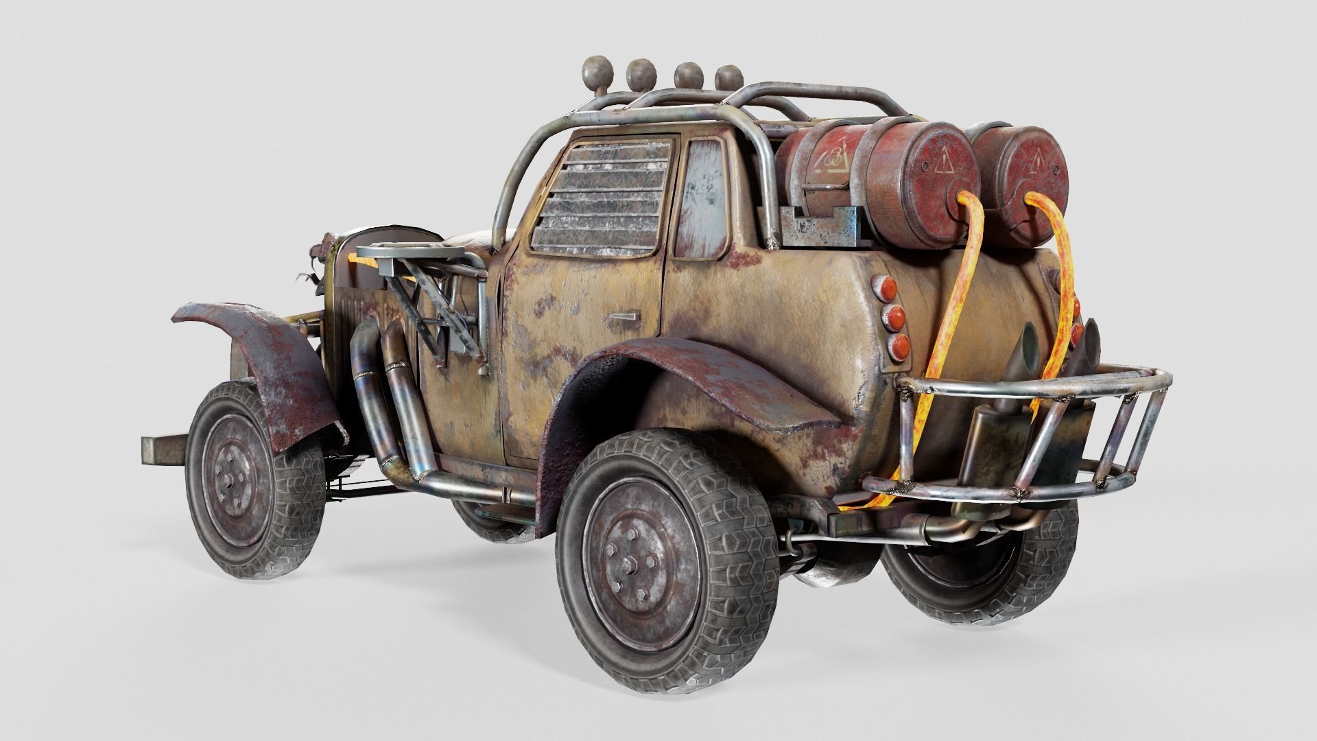 post apocalyptic car the Aspid da1 Low-poly 3D model_4