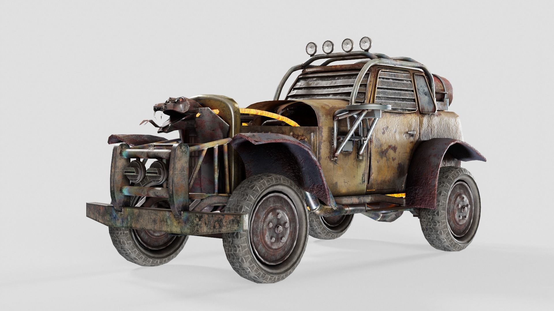 post apocalyptic car the Aspid da1 Low-poly 3D model_1